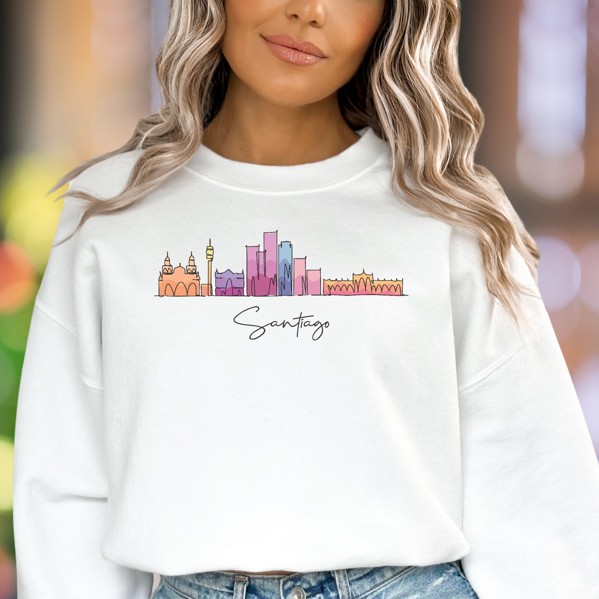 "Santiago" | Minimal Skyline Art Unisex Adult Sweatshirt | City Lover Lifestyle