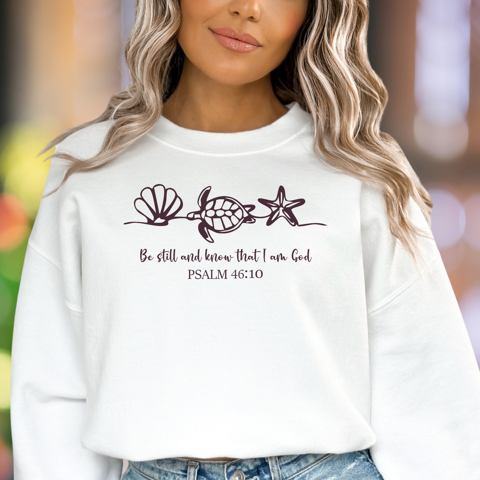 "Be Still And Know That I Am God" | Sea Life Graphic Unisex Adult Sweatshirt | Calm Spiritual Wear