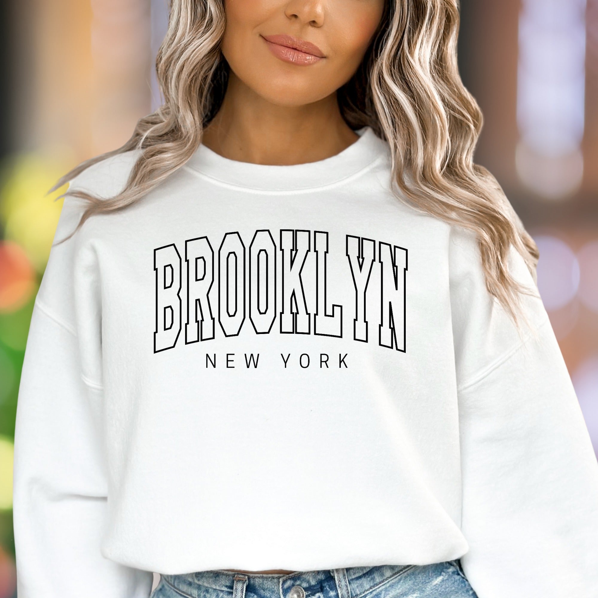 "BROOKLYN NEW YORK" | Modern City Typography Unisex Adult Sweatshirt | Urban Lifestyle Apparel