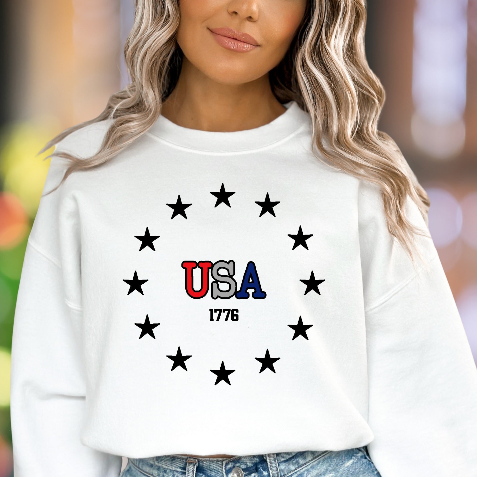 "USA 1776" | Patriotic Stars Unisex Adult Sweatshirt | Heritage Lifestyle Wear