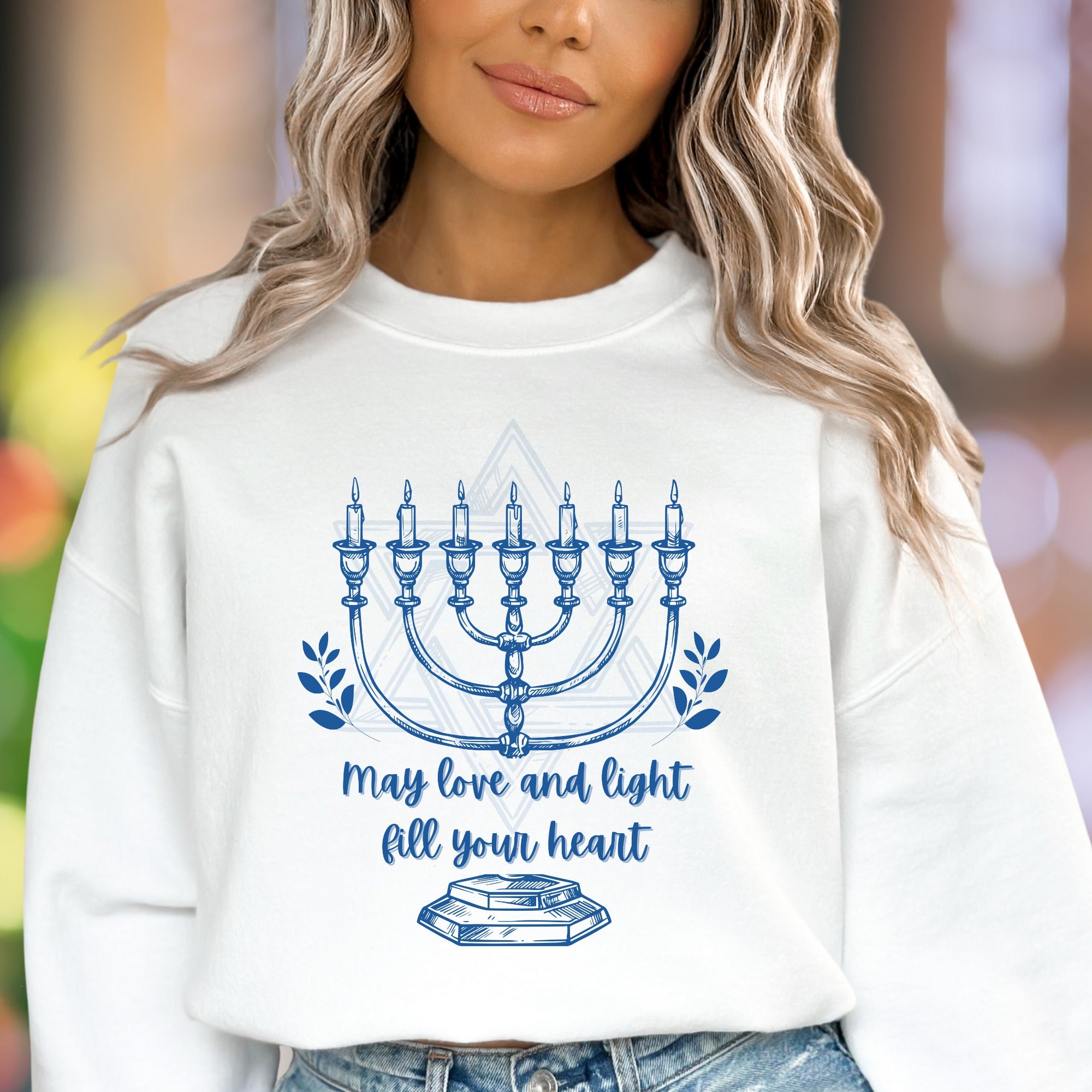 "May Love and Light Fill Your Heart" | Inspirational Candle Graphic Unisex Adult Sweatshirt | Thoughtful Gifting