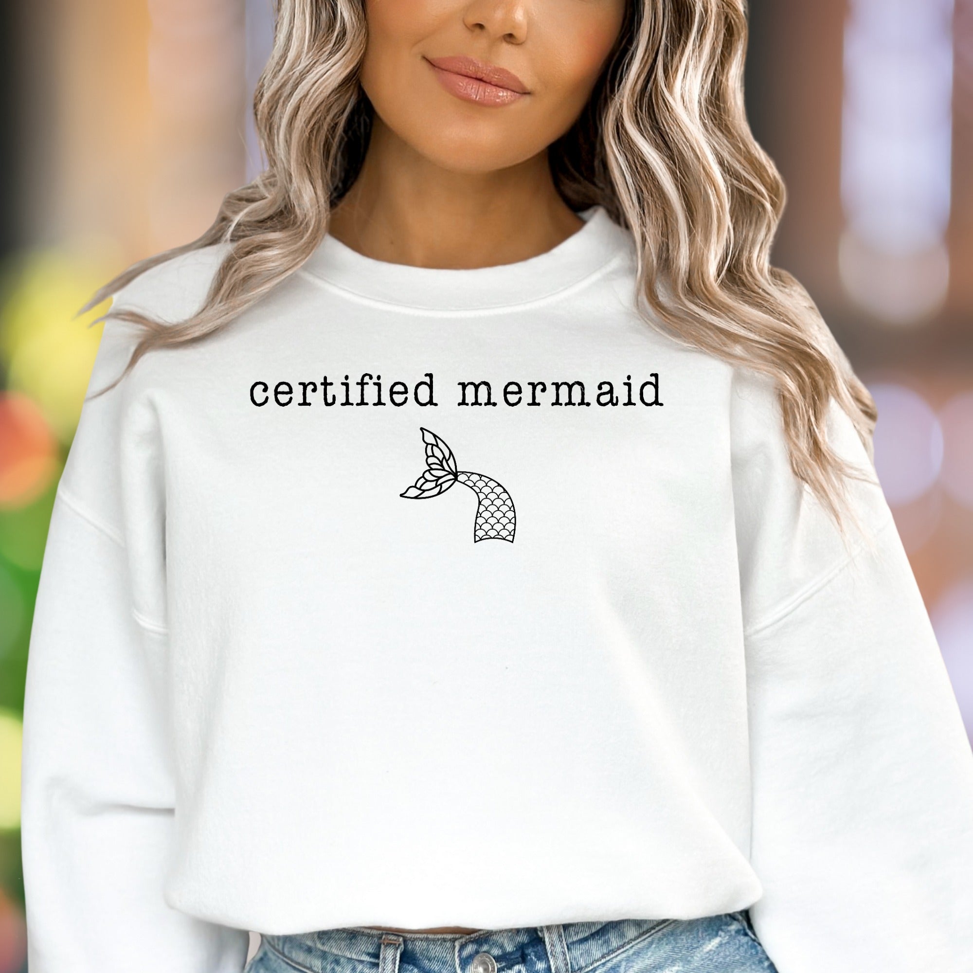 "certified mermaid" | Minimal Graphic Unisex Adult Sweatshirt | Playful Lifestyle