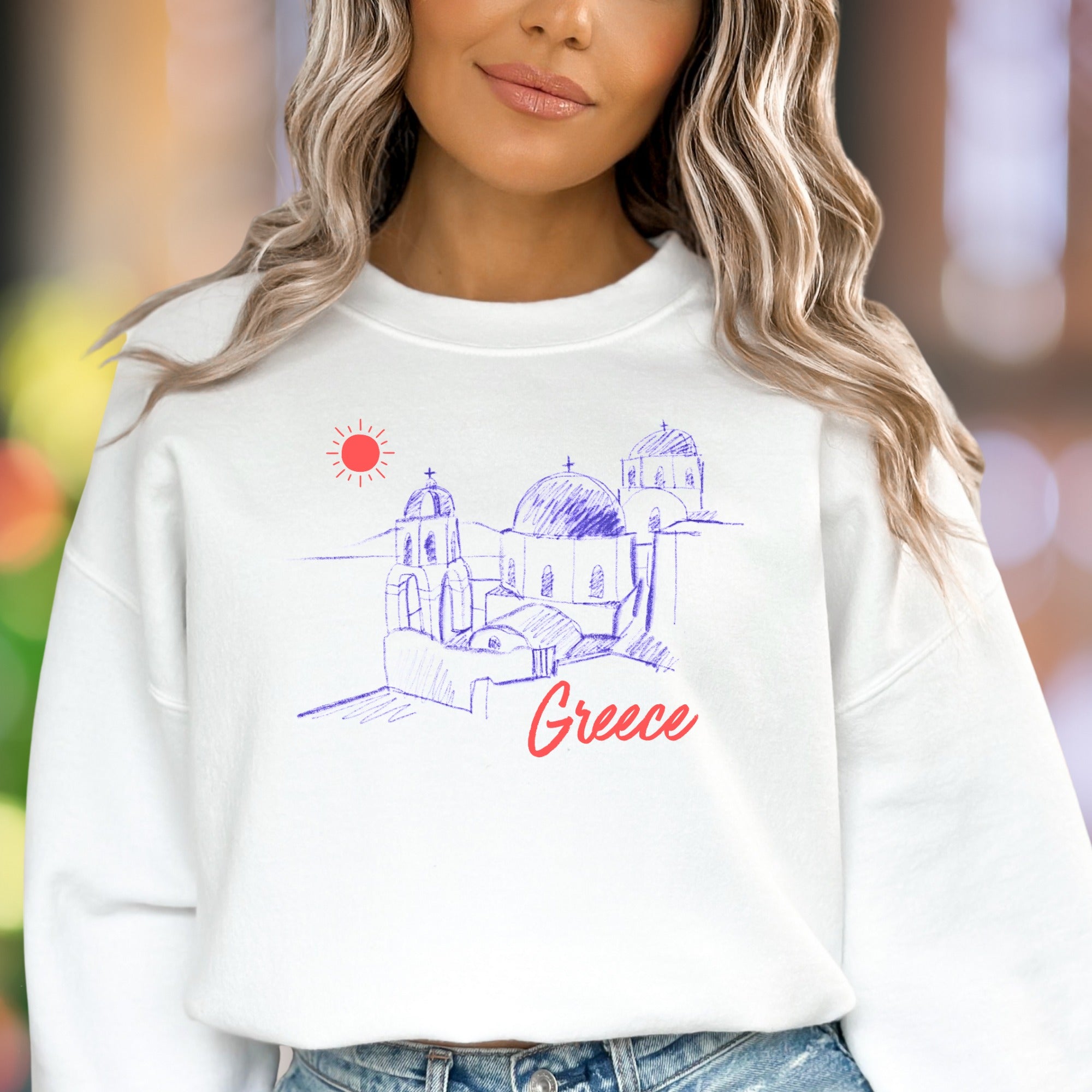 "Greece" | Travel Sketch Unisex Adult Sweatshirt | Wanderlust Lifestyle