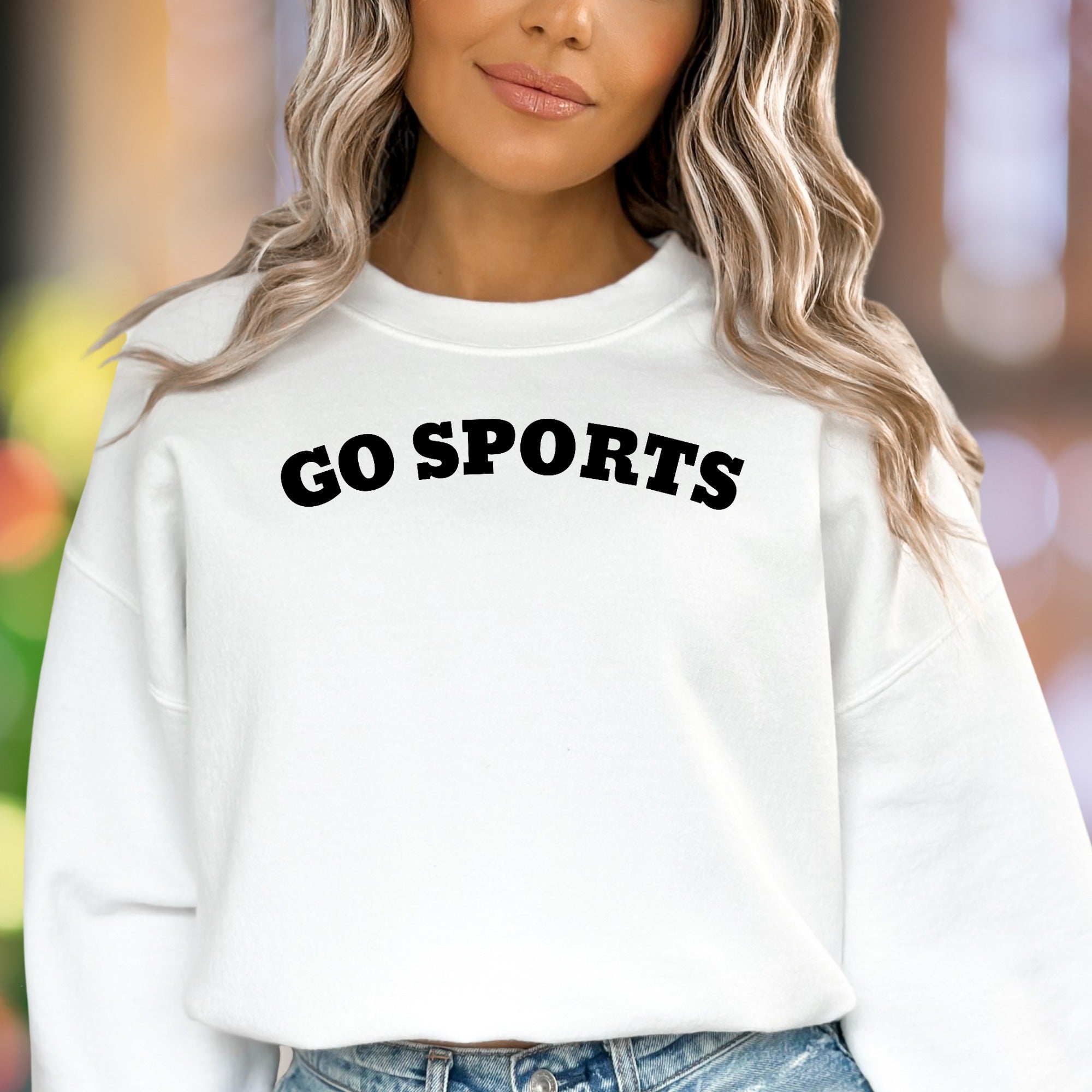 "GO SPORTS" | Bold Typography Unisex Adult Sweatshirt | Casual Humor Apparel