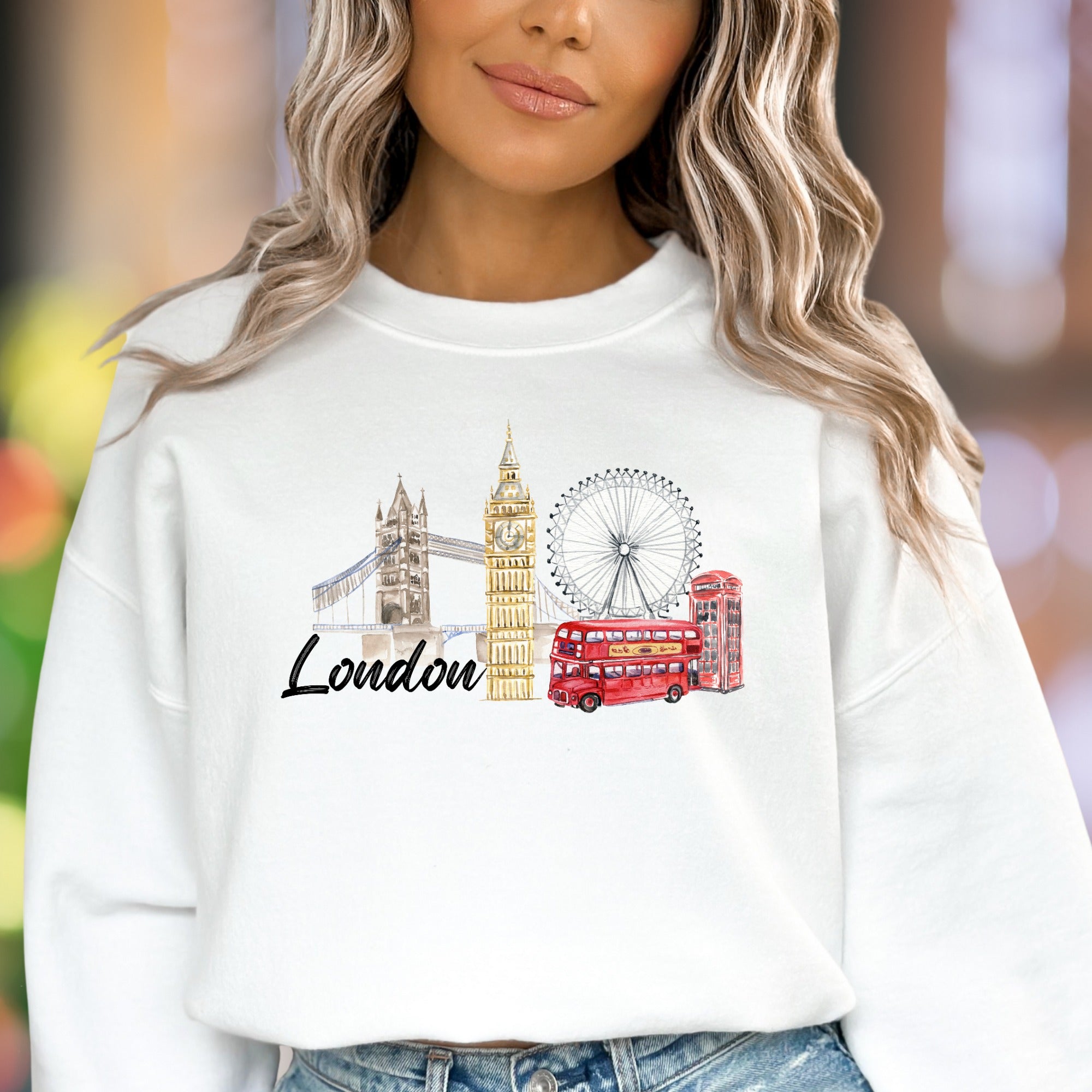 "London" | Watercolor Cityscape Unisex Adult Sweatshirt | Travel & Lifestyle