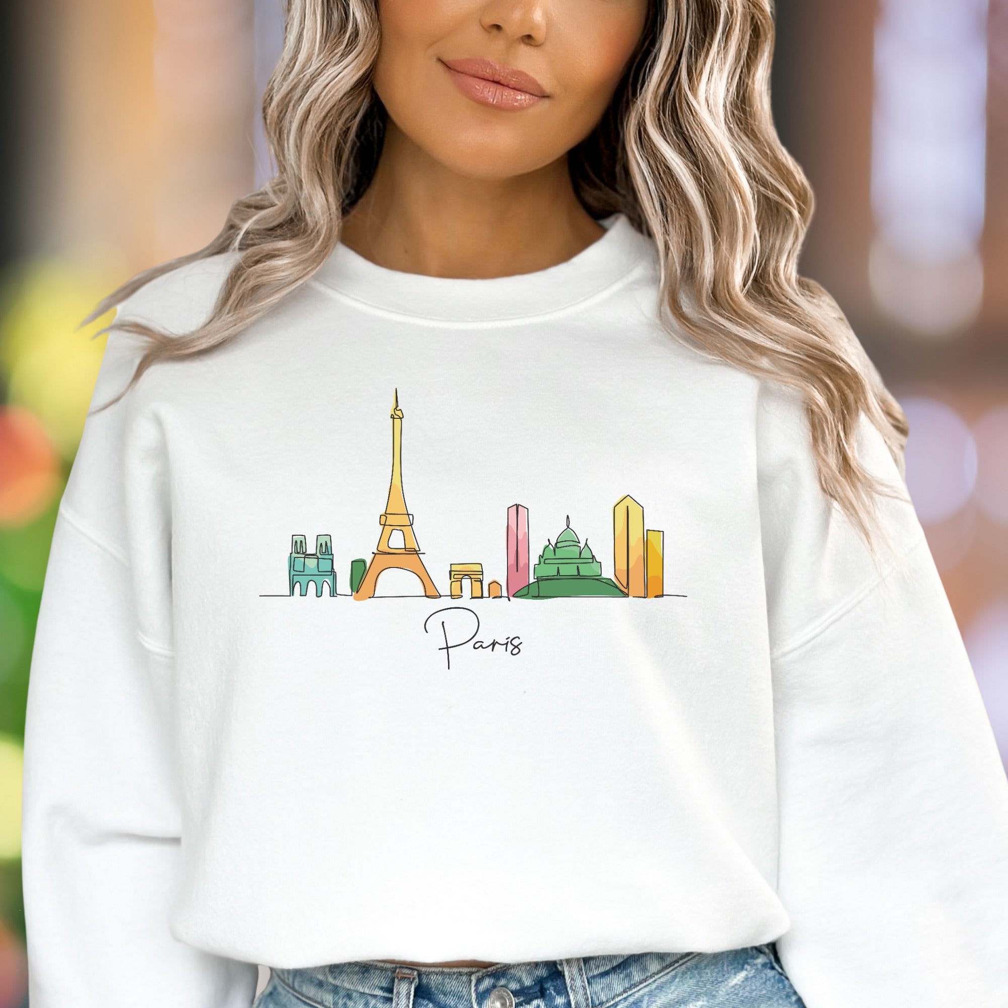 "Paris" | Minimal Skyline Unisex Adult Sweatshirt | Travel Lifestyle Apparel