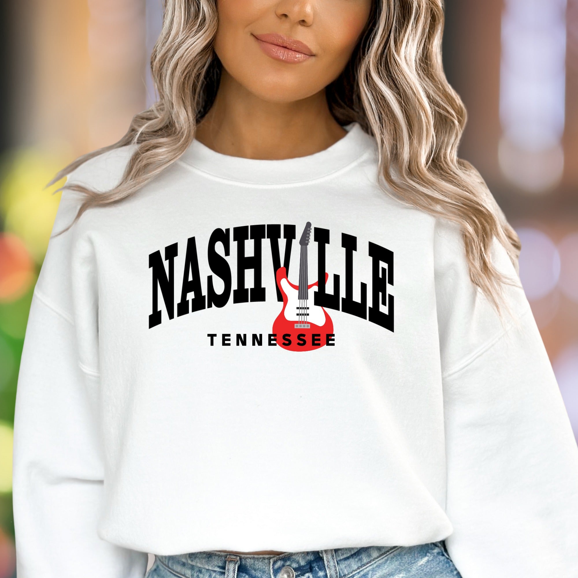 "Nashville Tennessee" | Music City Graphic Unisex Adult Sweatshirt | Lifestyle Travel