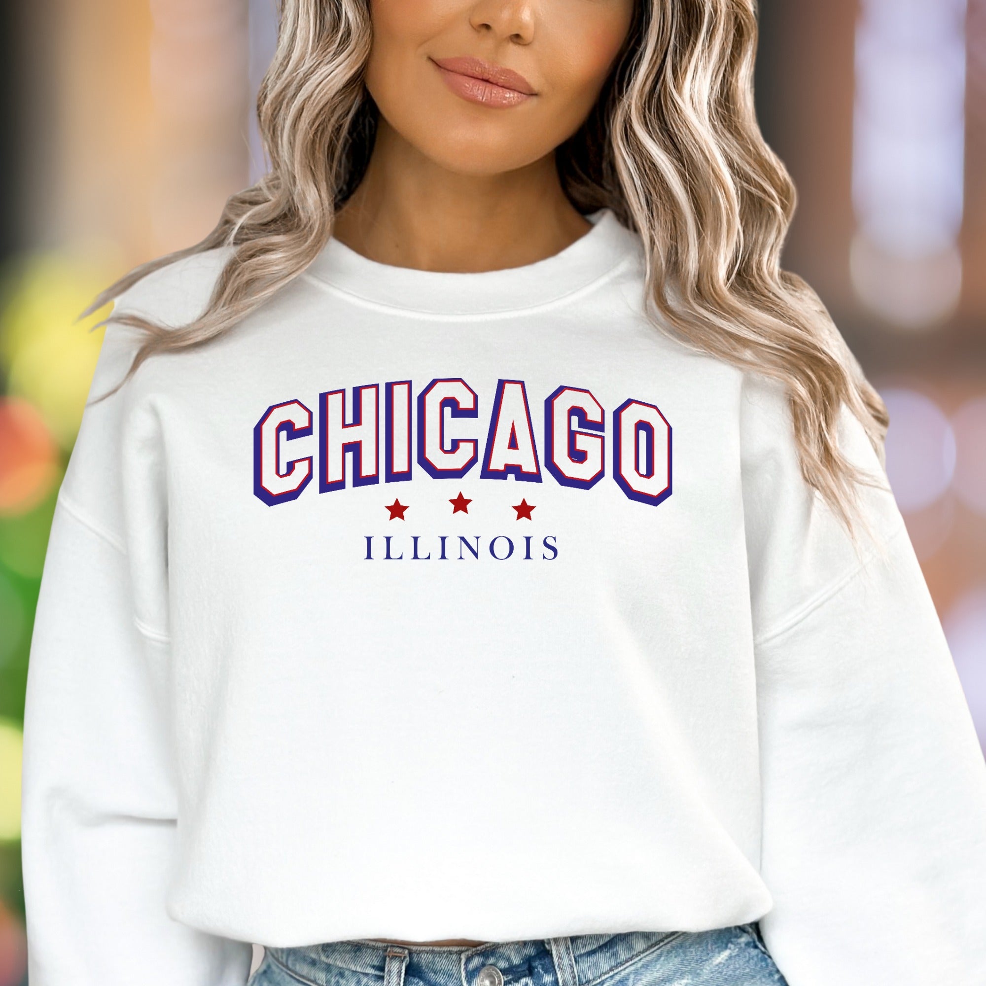 "Chicago Illinois" | Varsity Style Unisex Adult Sweatshirt | City Pride Apparel