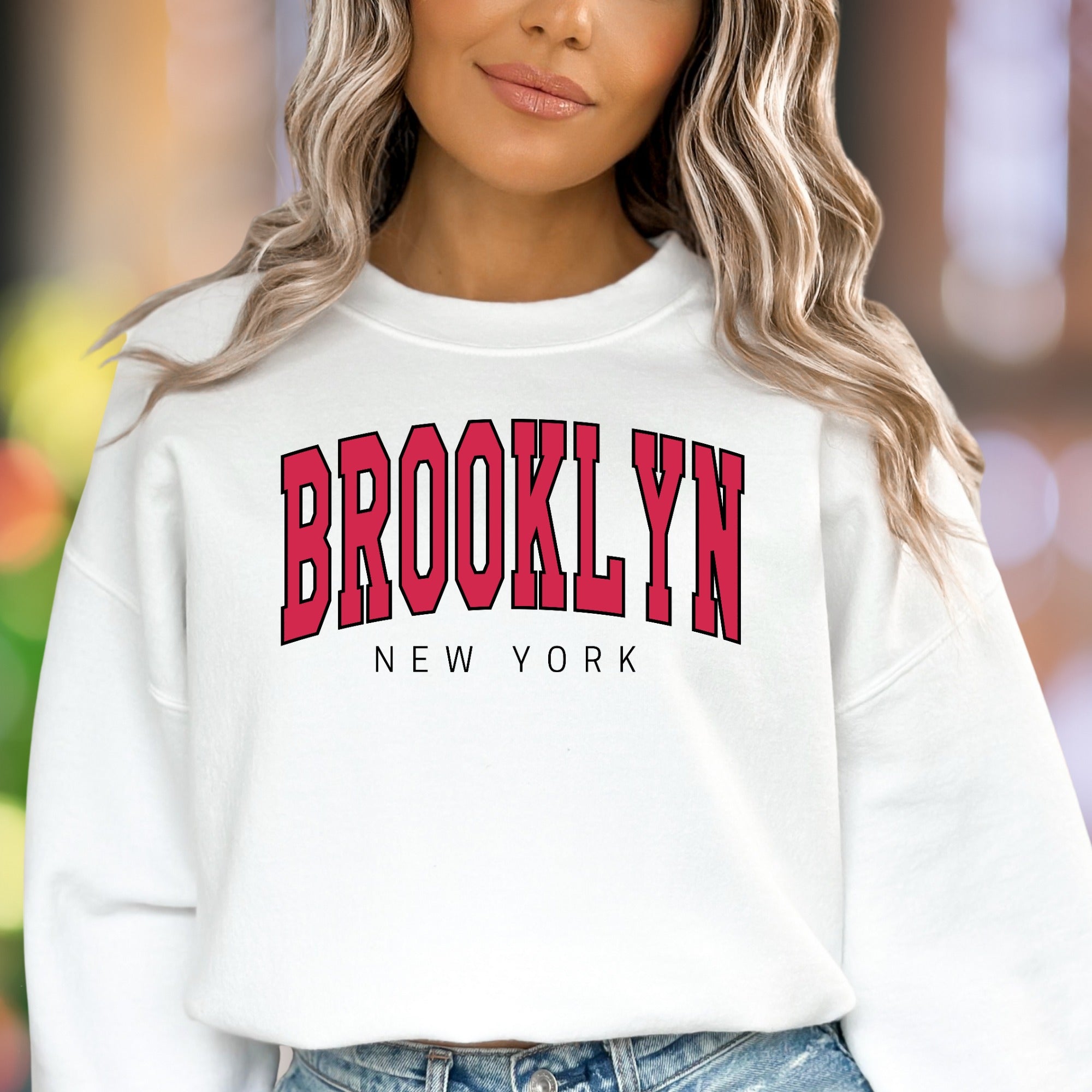 "BROOKLYN NEW YORK" | Retro Text Unisex Adult Sweatshirt | City Lifestyle