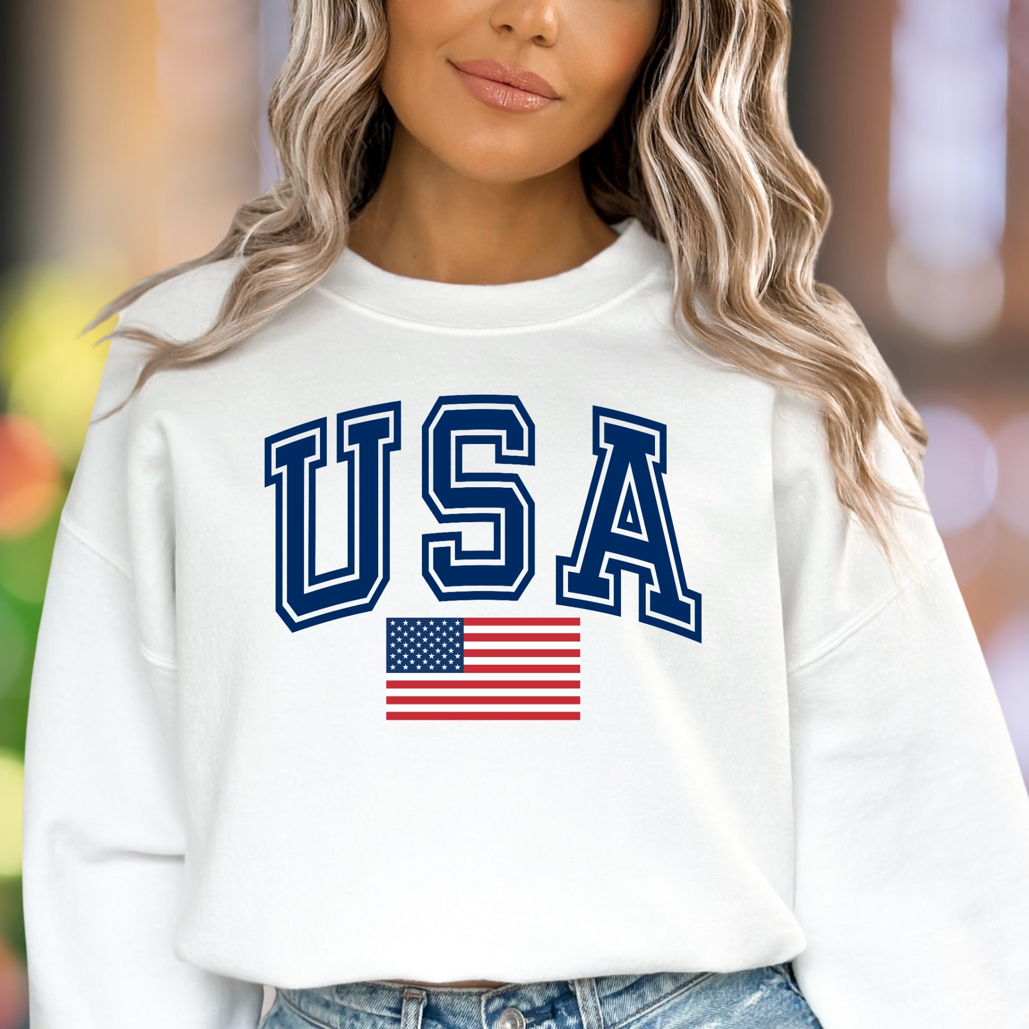 "USA" | Patriotic Collegiate Unisex Adult Sweatshirt | American Pride
