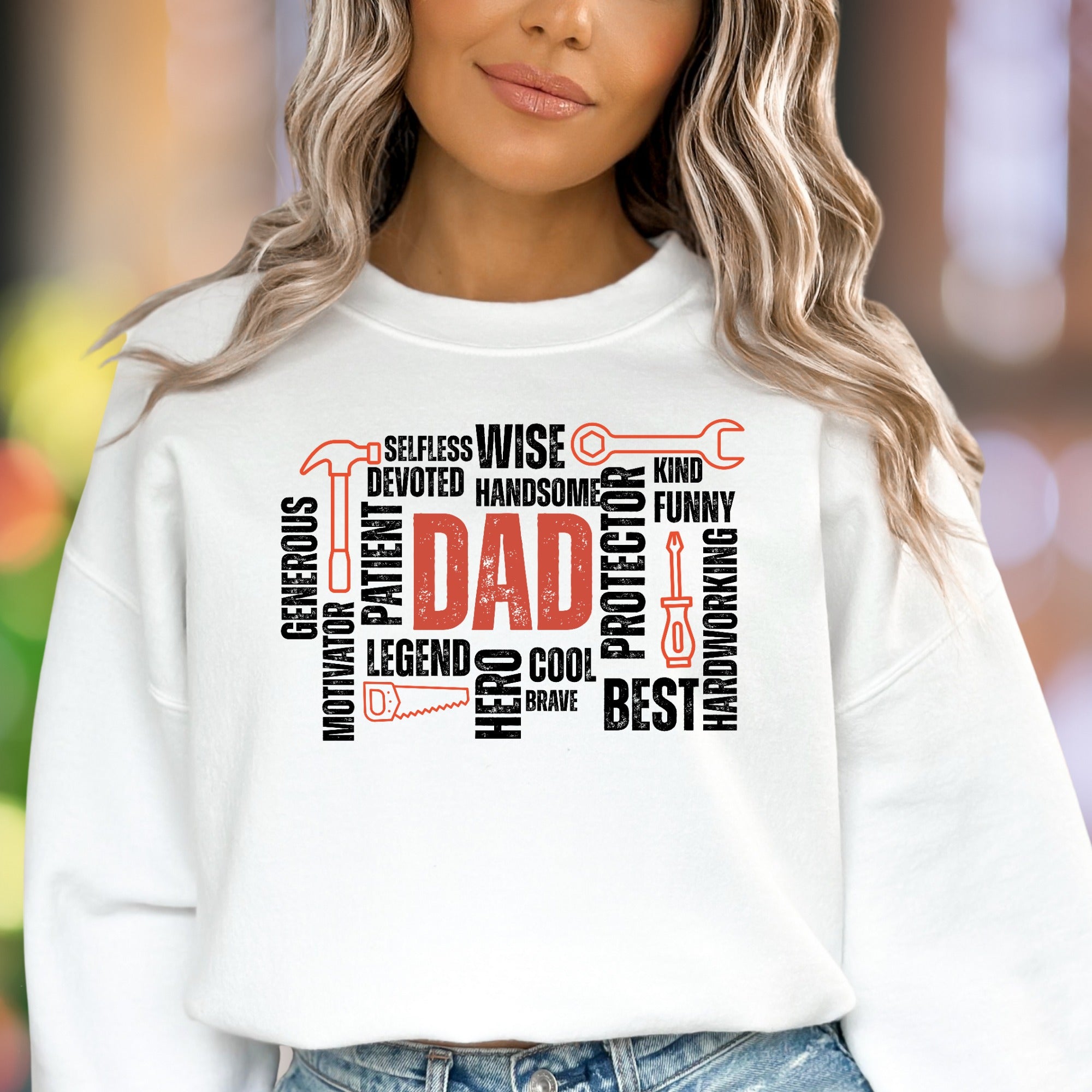 "DAD" Word Cloud Typography Unisex Adult Sweatshirt | Thoughtful Gifting