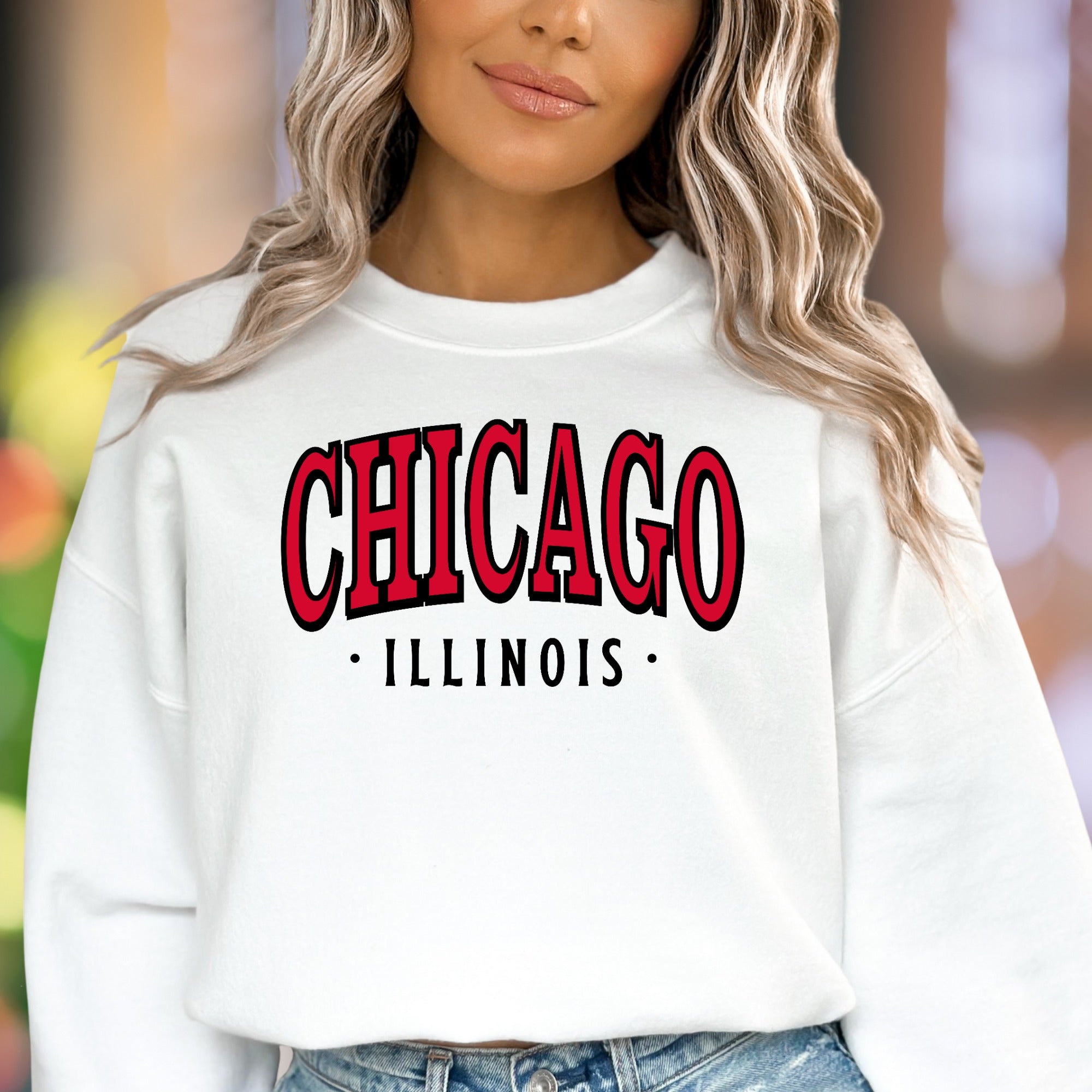 "CHICAGO ILLINOIS" | Retro City Block Unisex Adult Sweatshirt | Local Pride Apparel
