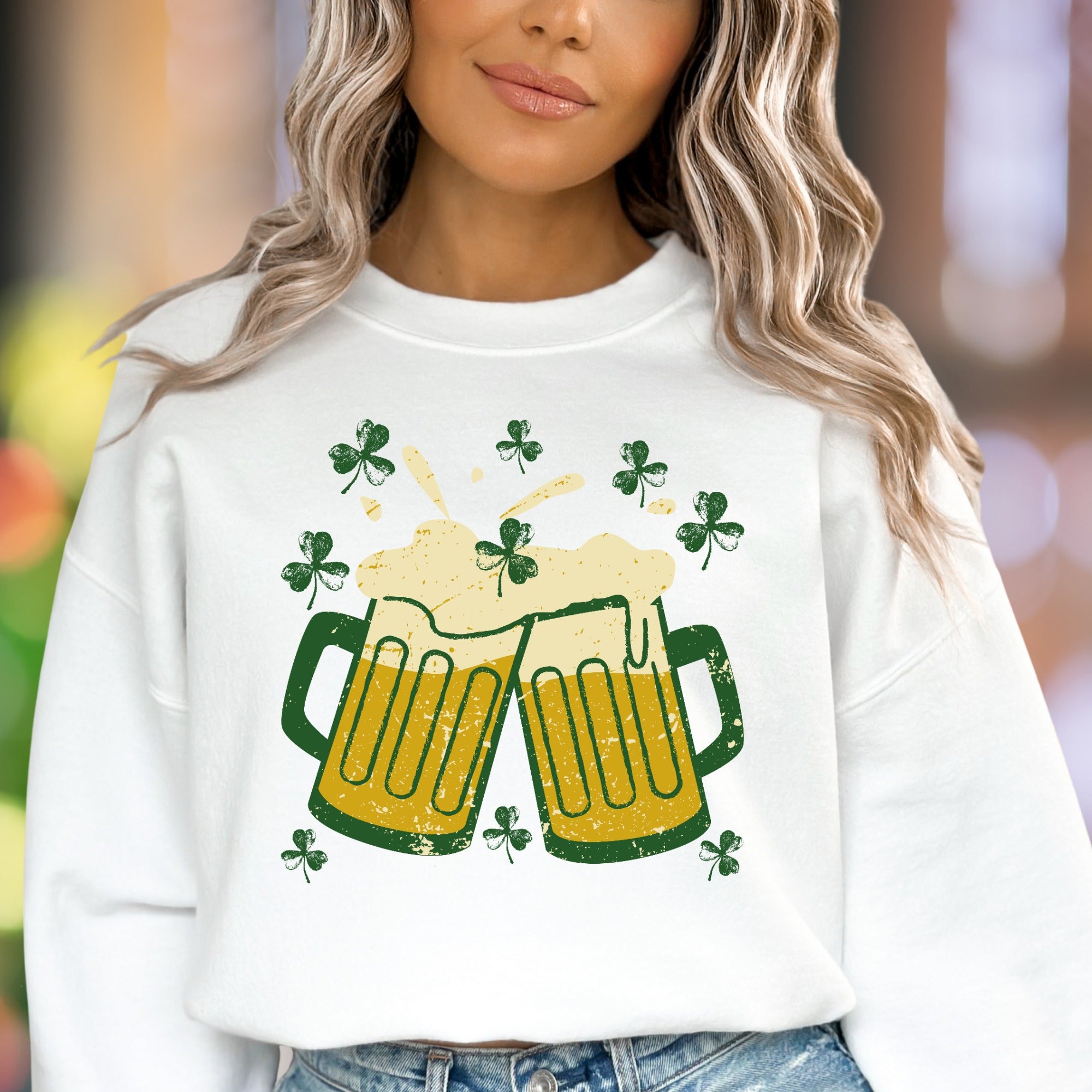 "Cheers & Shamrocks" | Retro St. Patrick's Day Unisex Adult Sweatshirt | Festive Lifestyle