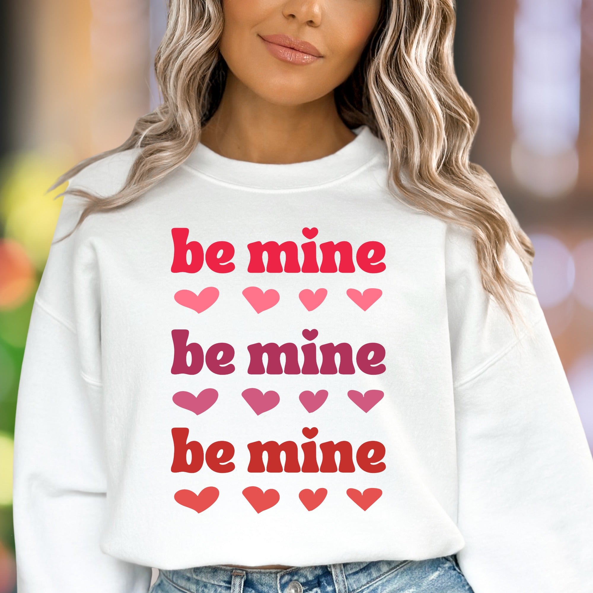 "Be Mine" | Retro Hearts Unisex Adult Sweatshirt | Romantic Lifestyle