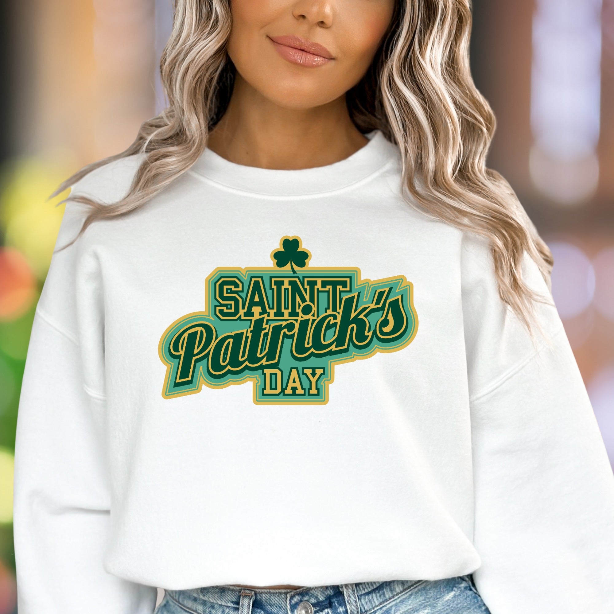 "Saint Patrick's Day" | Retro Typography Unisex Adult Sweatshirt | Festive Holiday Apparel