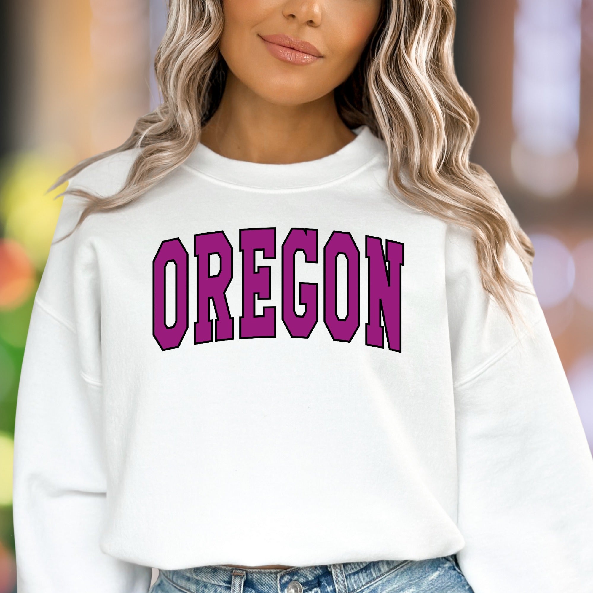 "OREGON" | College Block Letter Unisex Adult Sweatshirt | State Pride Enthusiast