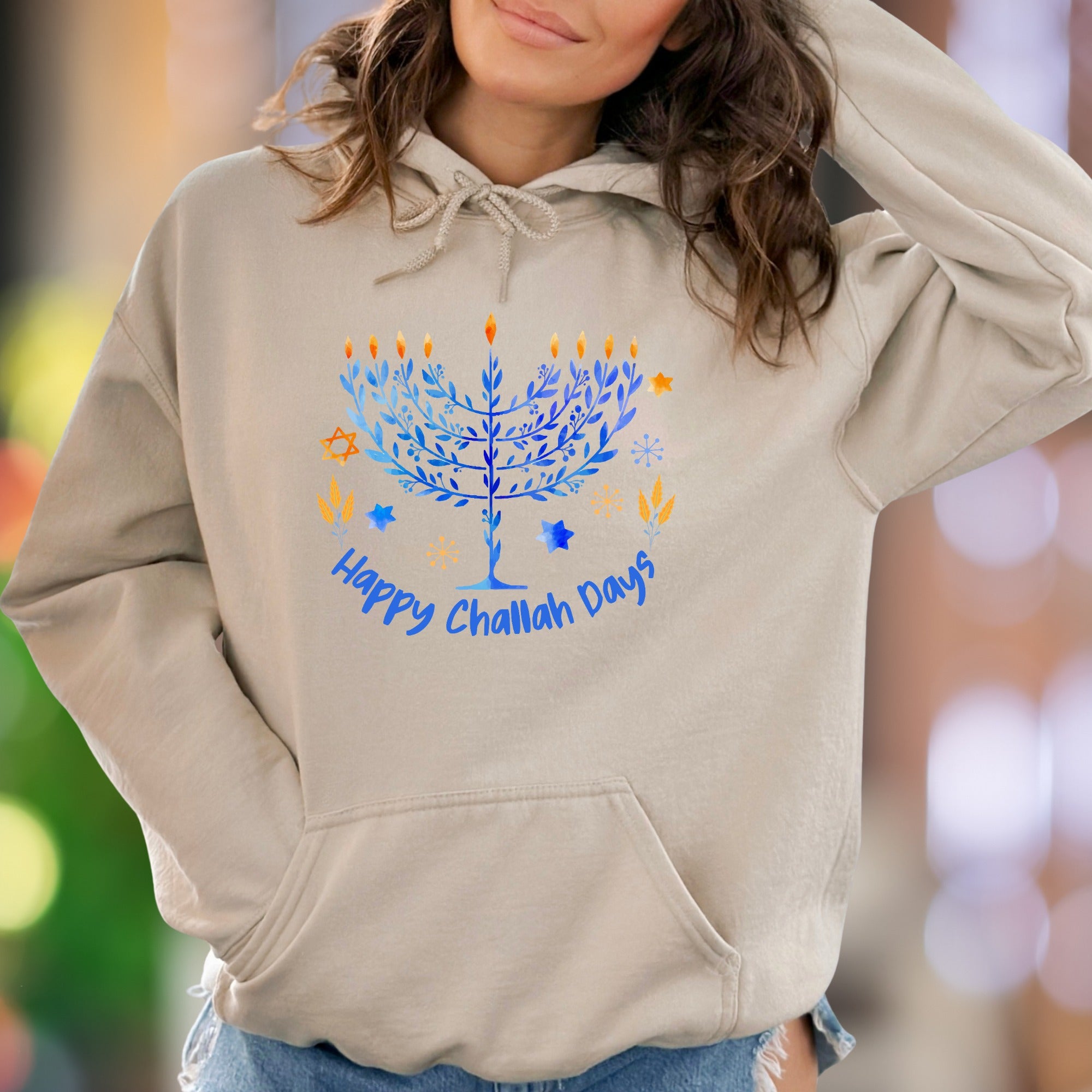 "Happy Challah Days" | Watercolor Graphic Unisex Adult Hoodie | Festive Celebration