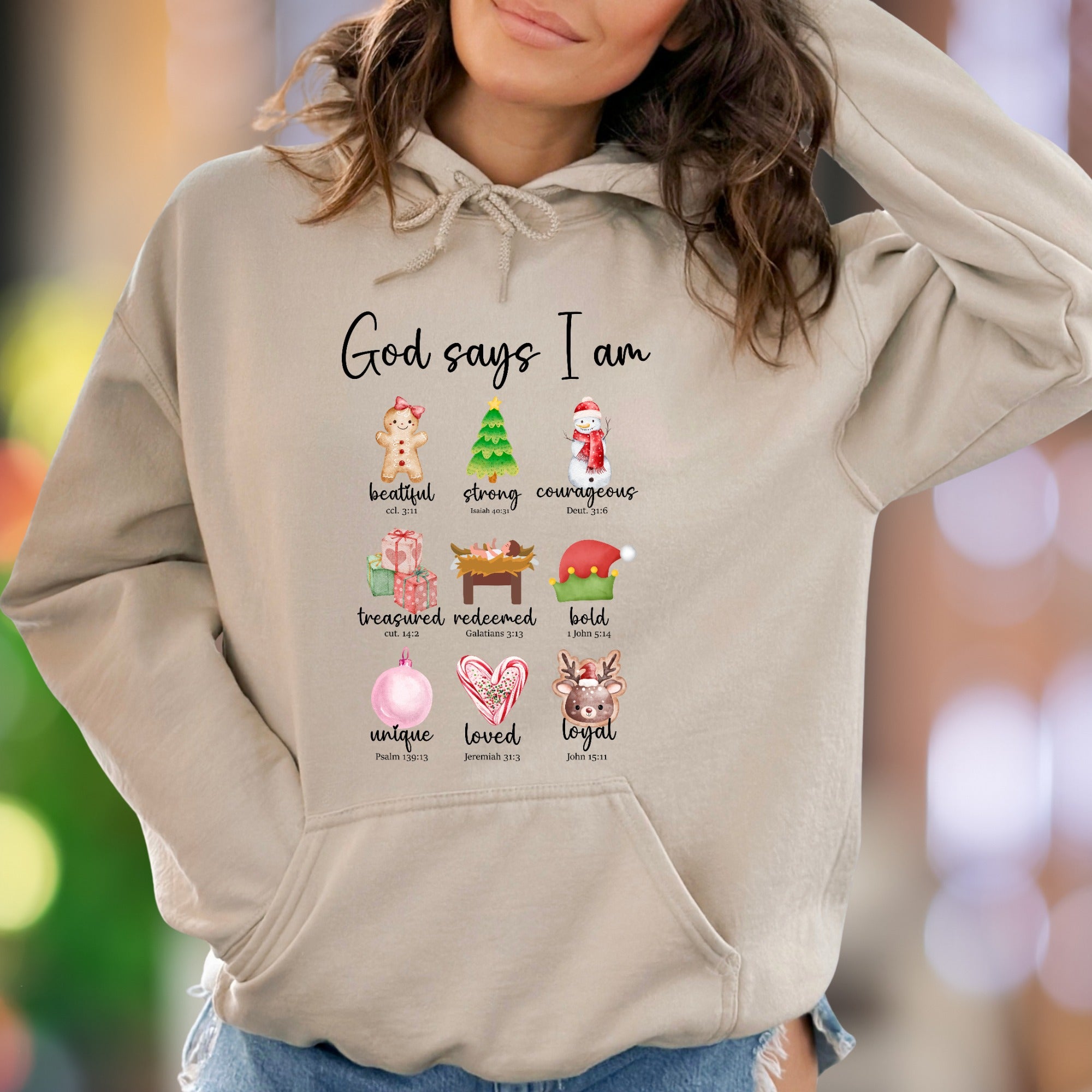 "God Says I Am" | Christmas Affirmation Unisex Adult Hoodie | Faith-Inspired Lifestyle