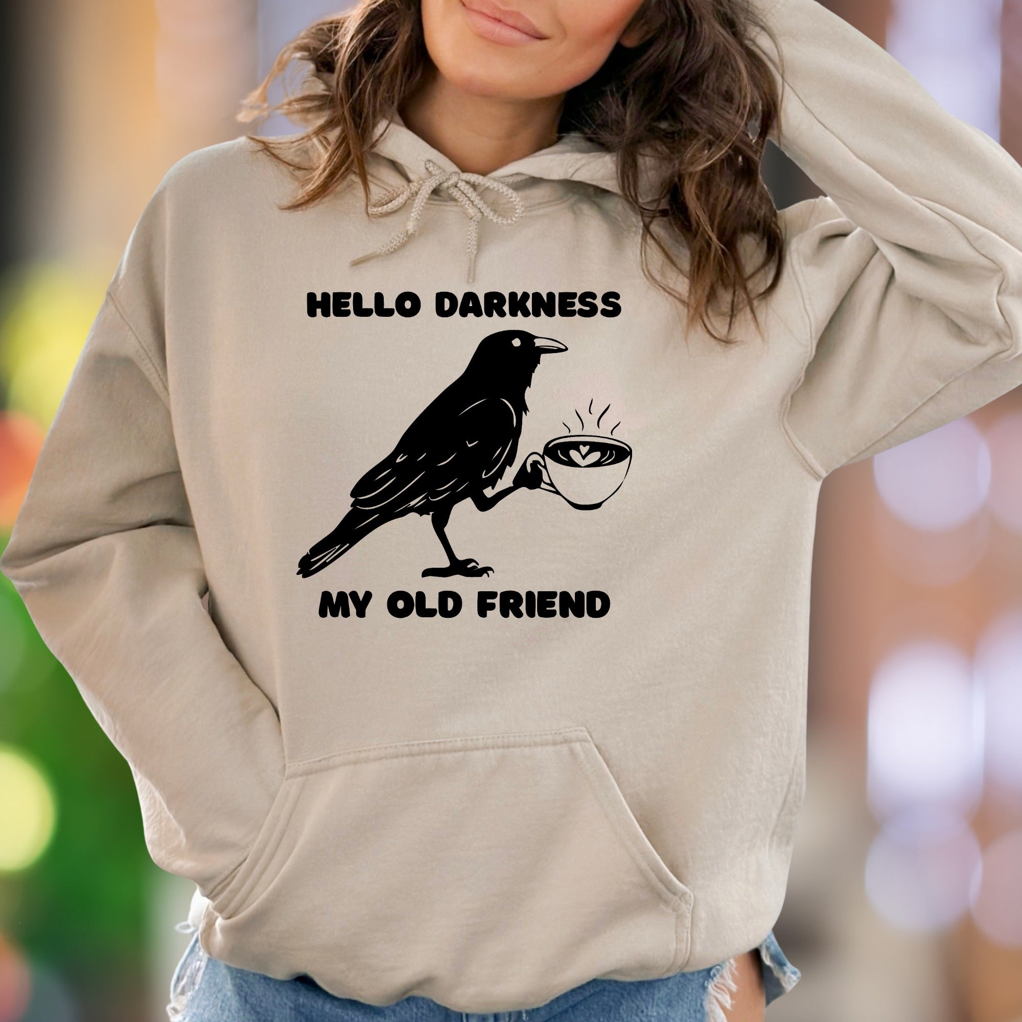 "Hello Darkness My Old Friend" | Funny Retro Unisex Adult Hoodie | Witty Lifestyle Apparel
