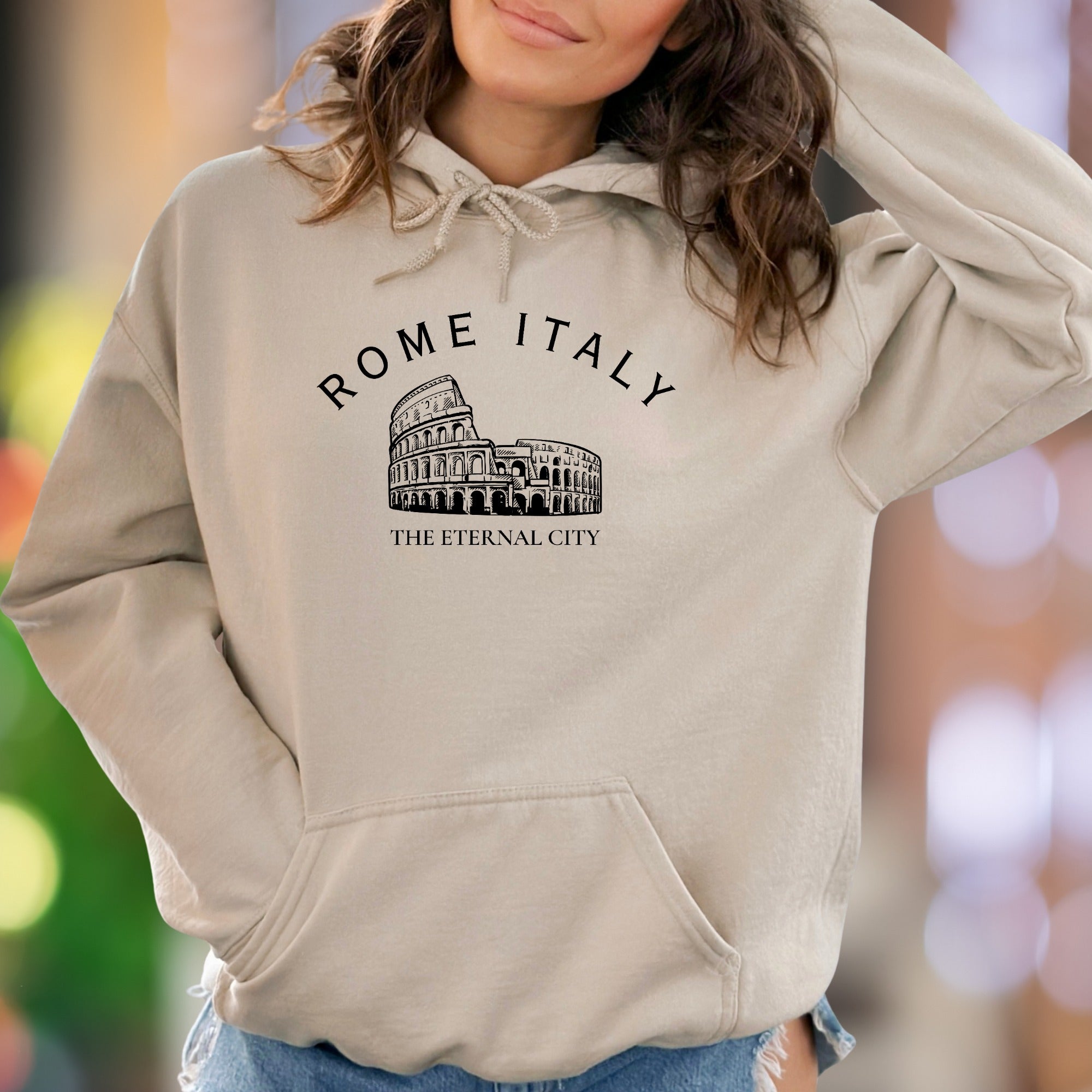 "Rome Italy The Eternal City" | Vintage Colosseum Unisex Adult Hoodie | Travel Lifestyle