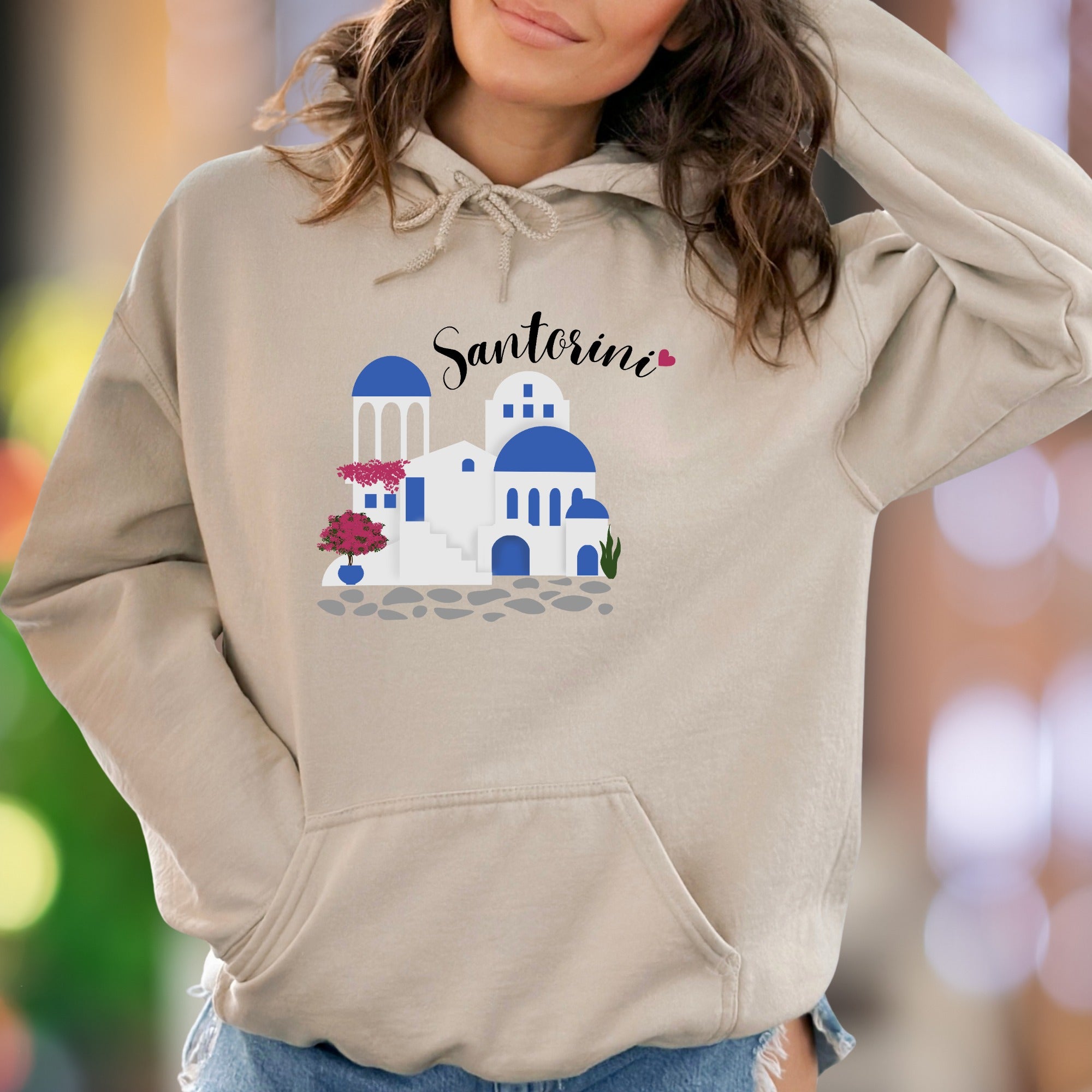 "Santorini" | Iconic Landscape Unisex Adult Hoodie | Travel & Culture