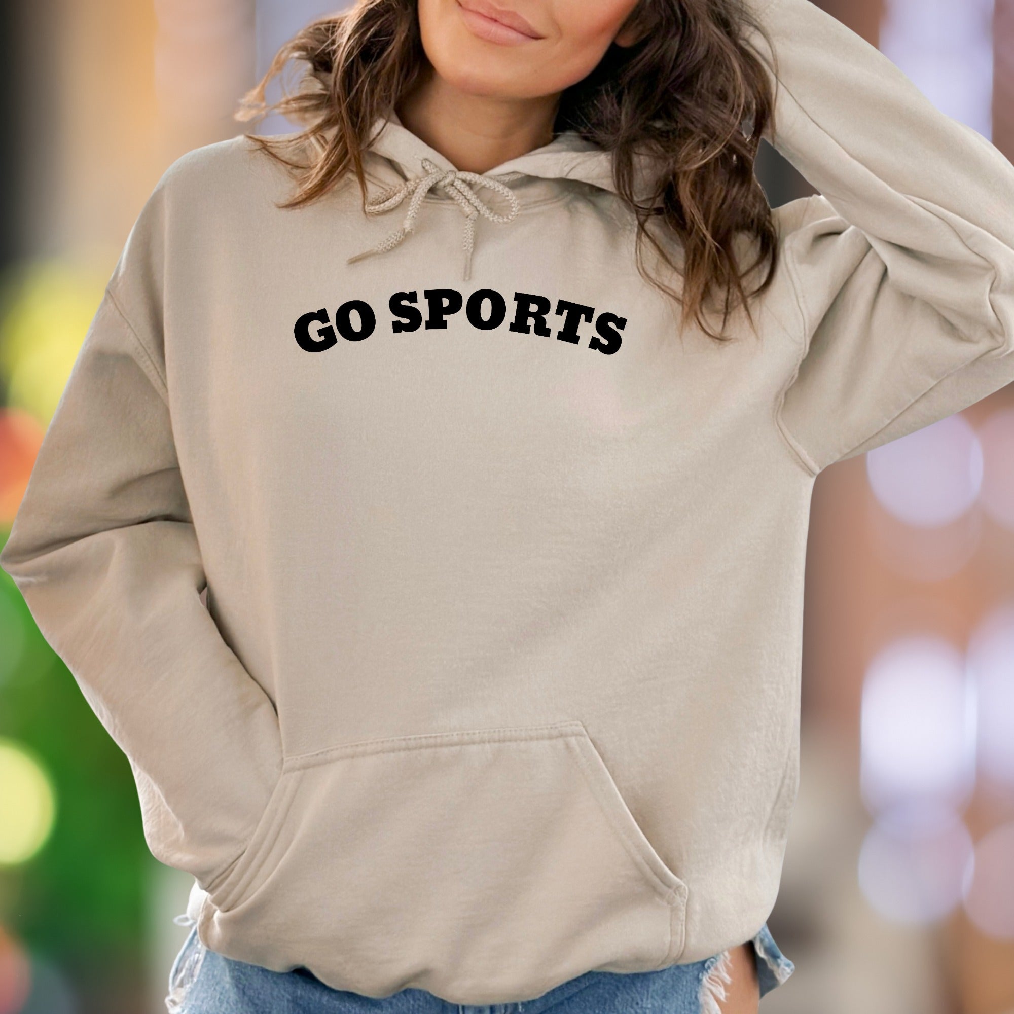 "Go Sports" | Bold Typography Unisex Adult Hoodie | Casual Lifestyle Humor