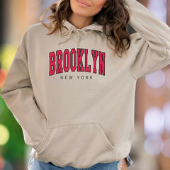 "BROOKLYN NEW YORK" | Bold Typography Unisex Adult Hoodie | Urban Lifestyle