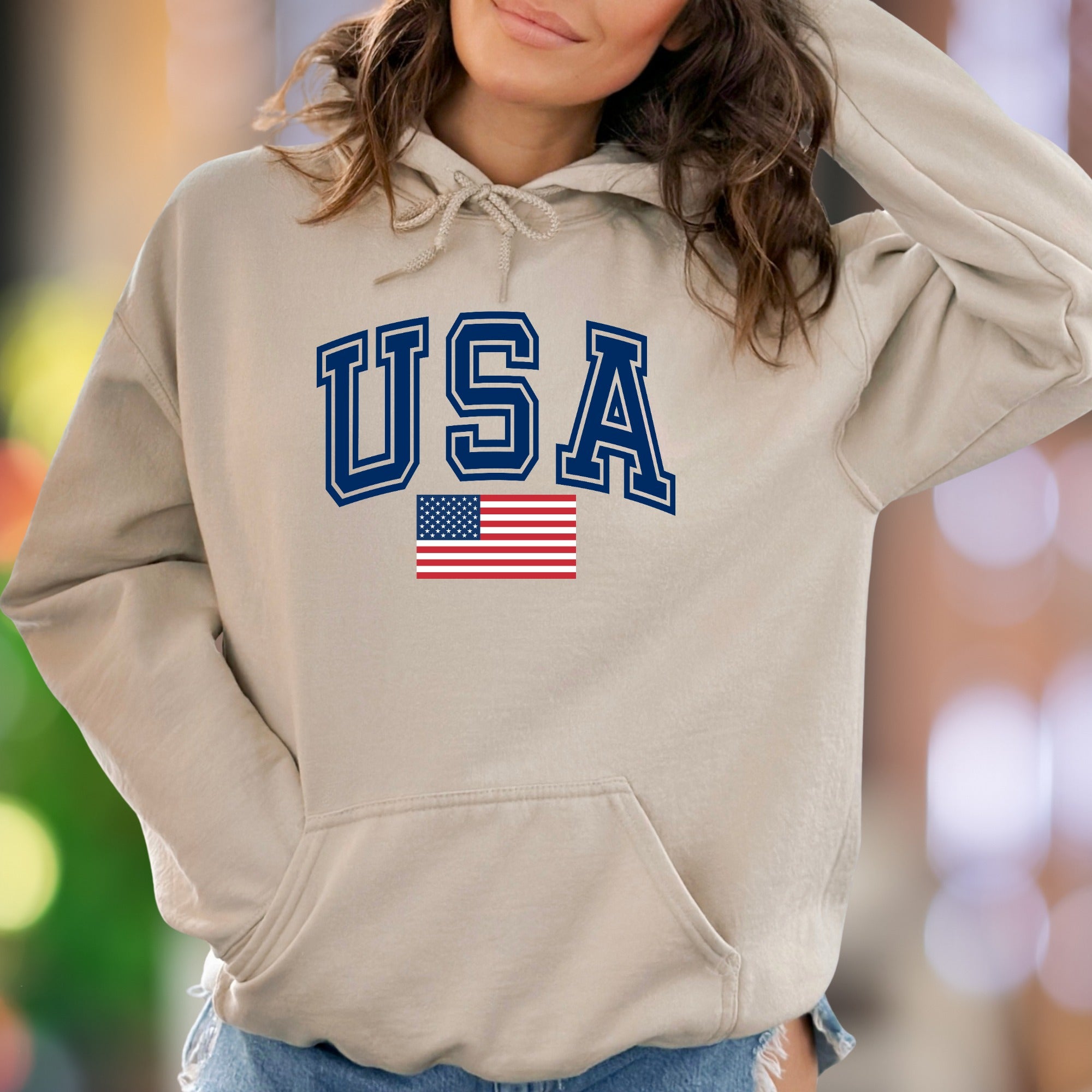 "USA" | Bold Collegiate Unisex Adult Hoodie | Patriotic Lifestyle Wear