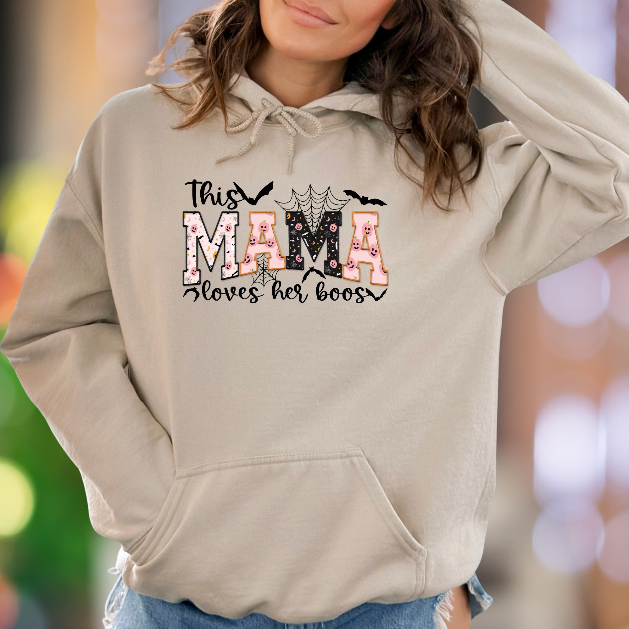 "This Mama Loves Her Boos" | Spooky Typography Unisex Adult Hoodie | Halloween Lifestyle