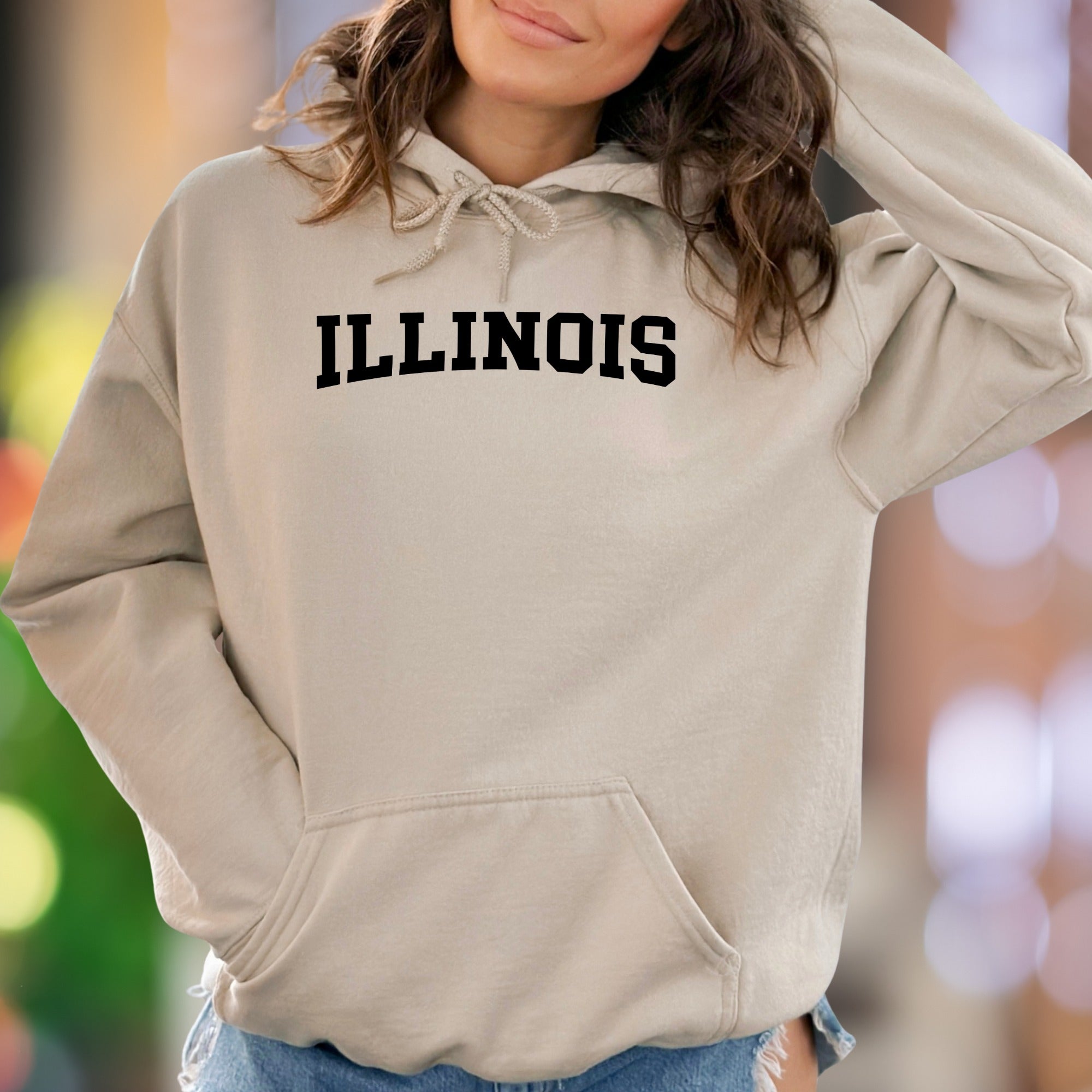"ILLINOIS" | Bold Typography Unisex Adult Hoodie | Collegiate Lifestyle