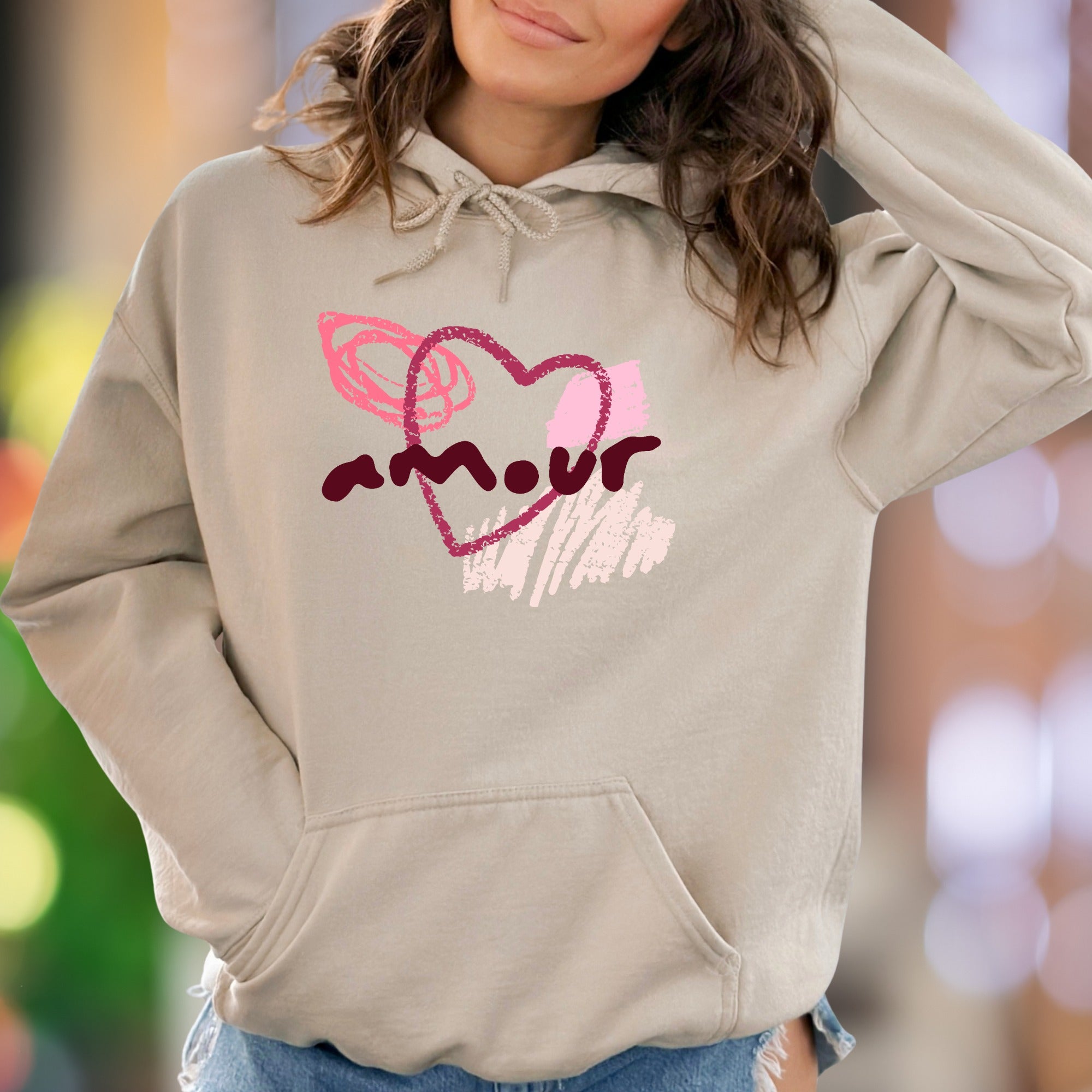 "Amour" | Artistic Sketch Heart Unisex Adult Hoodie | Romantic Expression Apparel