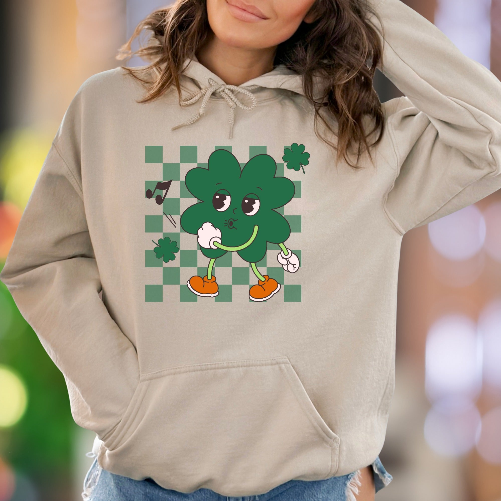 "Shamrock Groove" | Retro Cartoon Unisex Adult Hoodie | St. Patrick's Day Fun