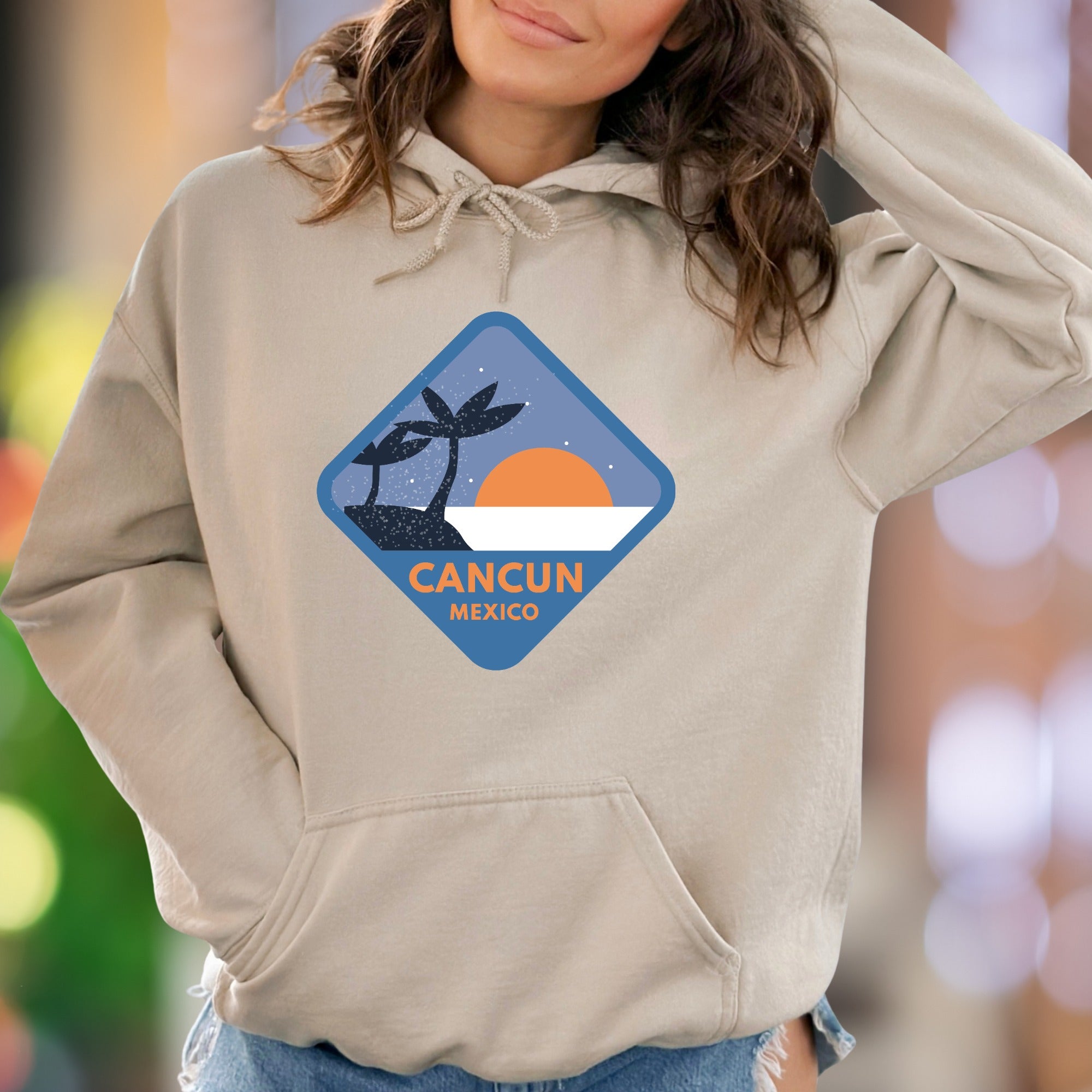 "Cancun Mexico" | Retro Travel Graphic Unisex Adult Hoodie | Vacation Lifestyle
