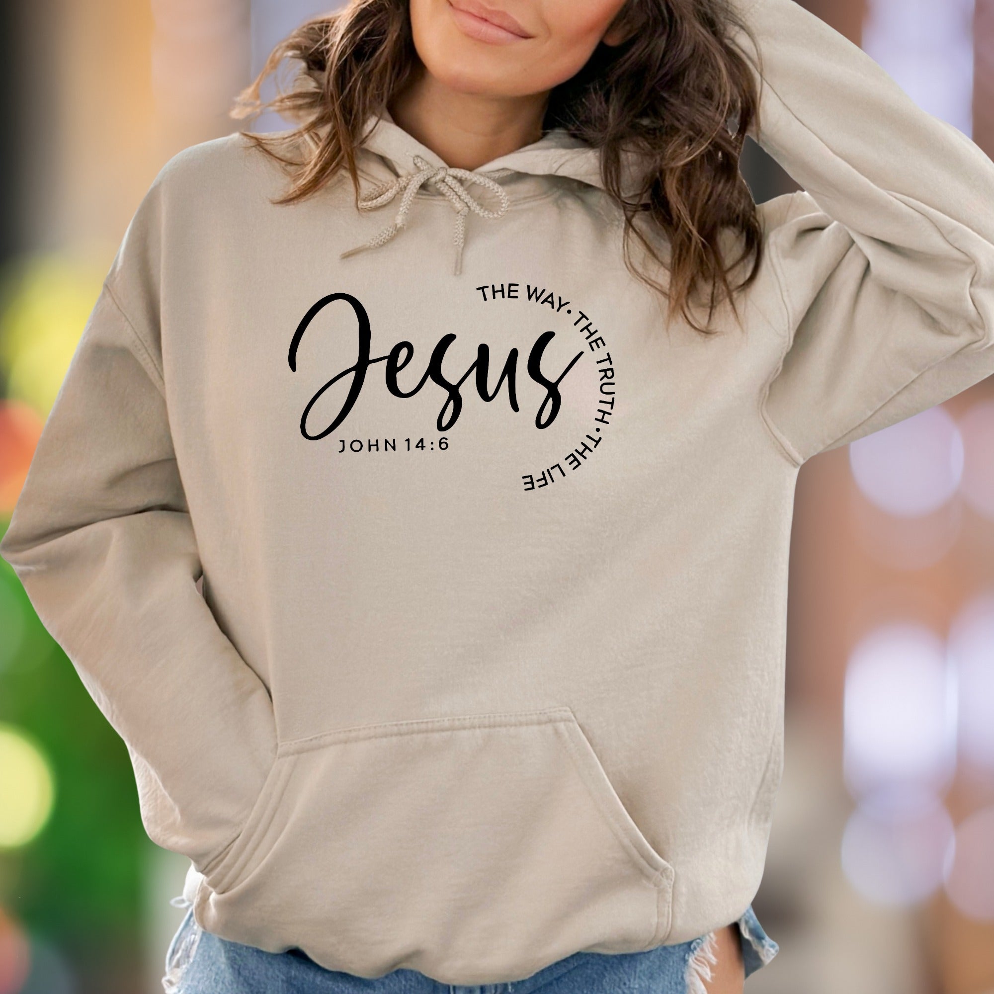 "Jesus The Way, The Truth, The Life" | Script Typography Unisex Adult Hoodie | Spiritual Lifestyle