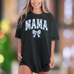 "MAMA" Floral Bow | Comfort Colors Unisex Adult T-Shirt | Chinoiserie Style