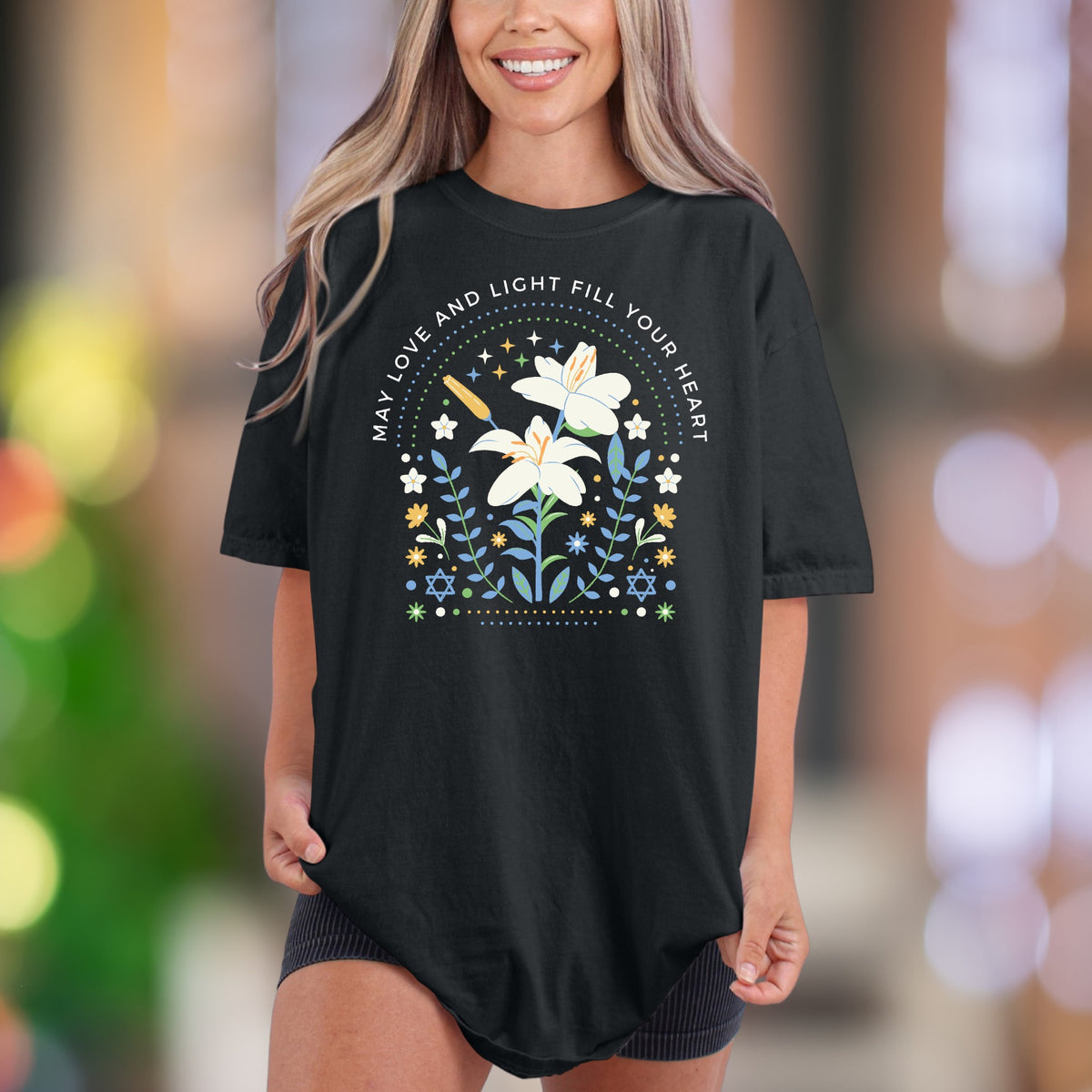 "May Love And Light Fill Your Heart" | Comfort Colors Unisex Adult T-Shirt | Uplifting Floral Design