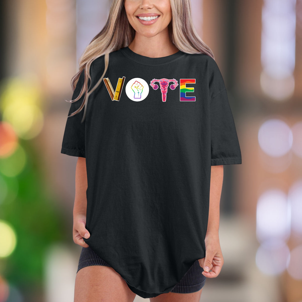 "VOTE" | Comfort Colors Unisex Adult T-Shirt | Empowering Rainbow Graphic Tee