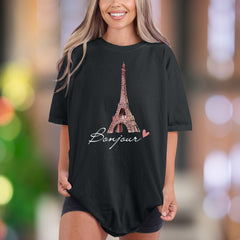 "Bonjour Eiffel Tower" | Comfort Colors Unisex Adult T-Shirt | Parisian Romance Style