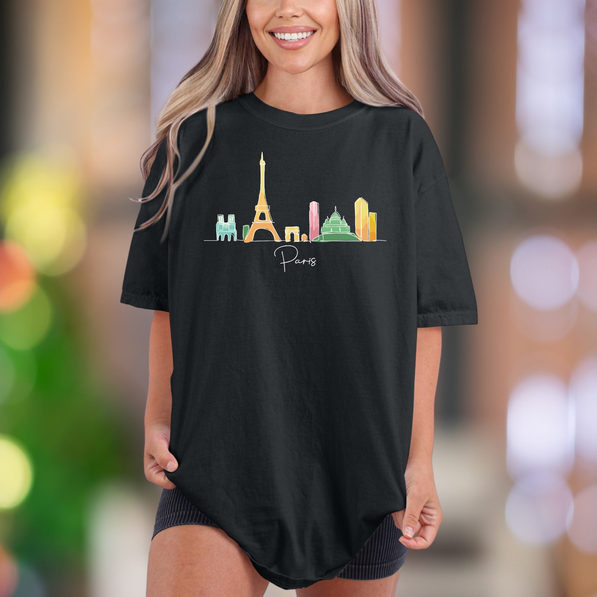 Paris Cityscape Skyline | Comfort Colors Unisex Adult T-Shirt | Travel Lover Gift