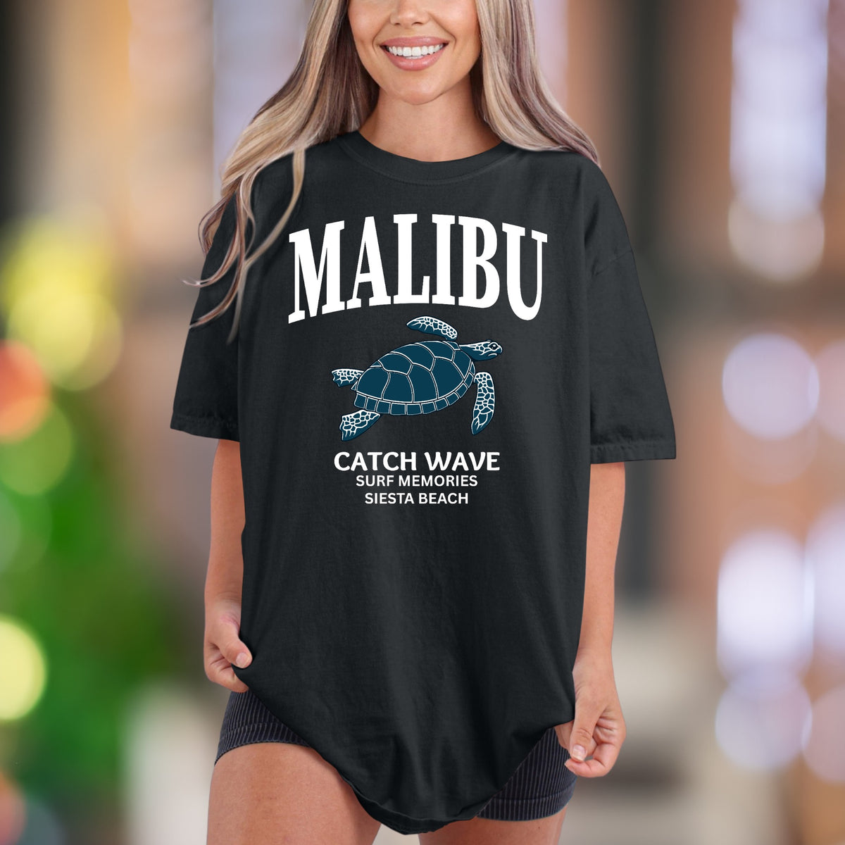 "MALIBU Catch Wave Surf Memories" | Comfort Colors Unisex Adult T-Shirt | Coastal Lifestyle