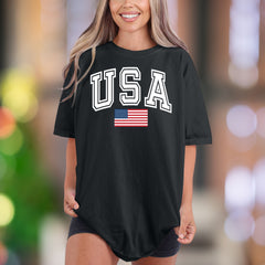 "USA" | Comfort Colors Unisex Adult T-Shirt | Patriotic American Flag Style