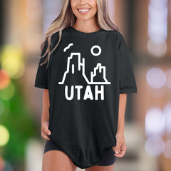 “UTAH” Minimalist Mountain Graphic | Comfort Colors Unisex Adult T-Shirt | Rustic Travel Style