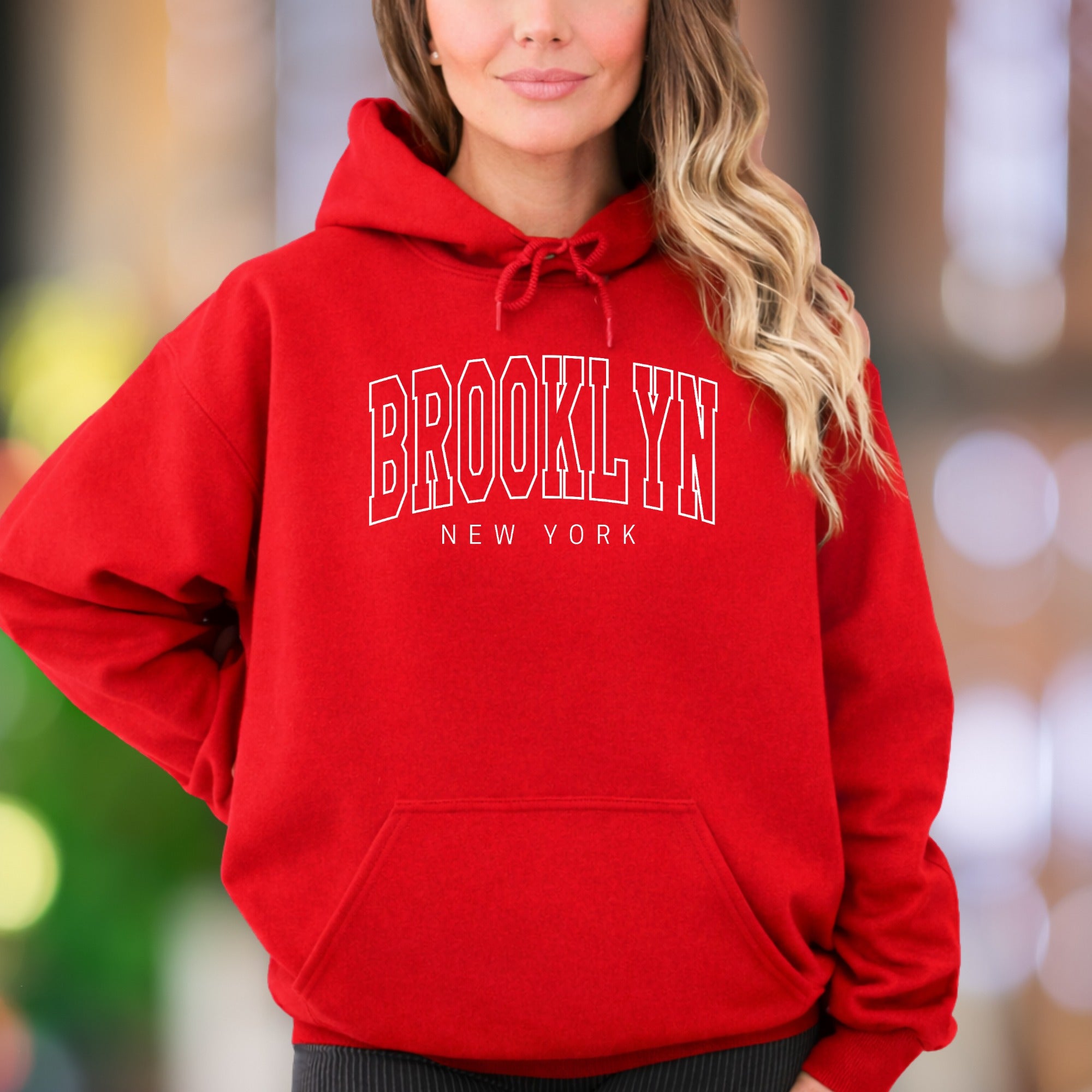 "BROOKLYN NEW YORK" | Streetwear Outline Unisex Adult Hoodie | City Lifestyle Apparel