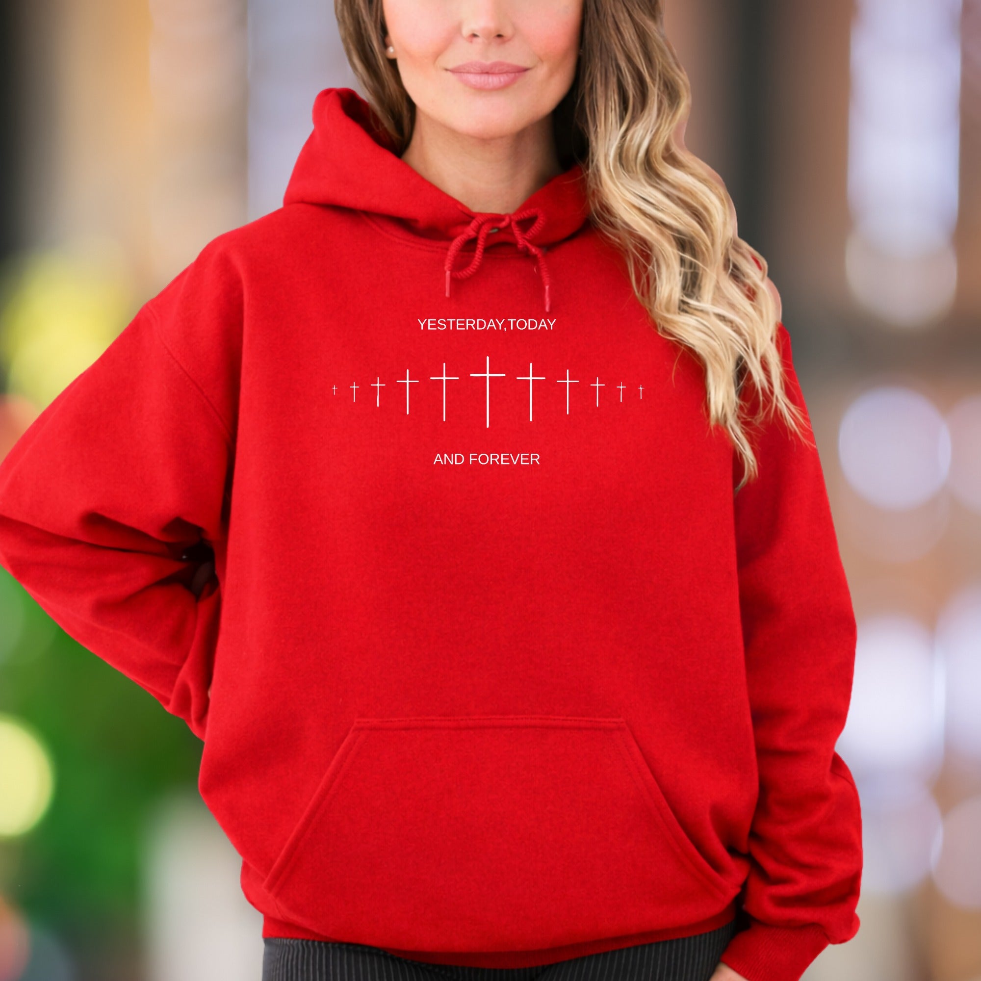 "Yesterday, Today, and Forever" | Minimal Crosses Unisex Adult Hoodie | Spiritual Lifestyle