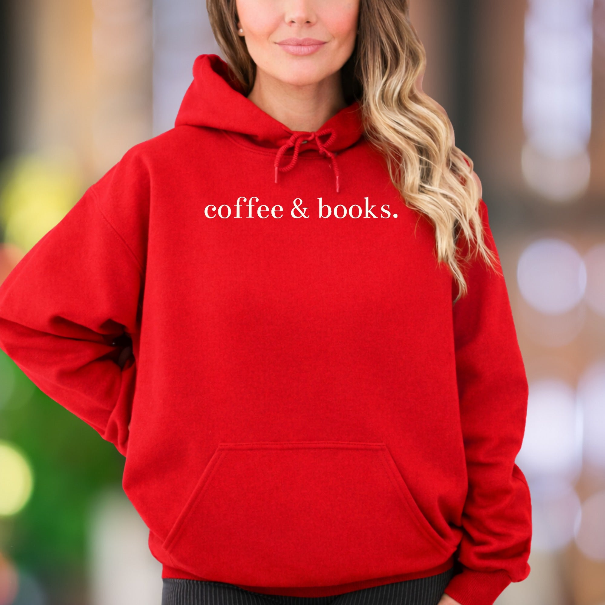 "coffee & books." | Minimal Typography Unisex Adult Hoodie | Relaxed Lifestyle
