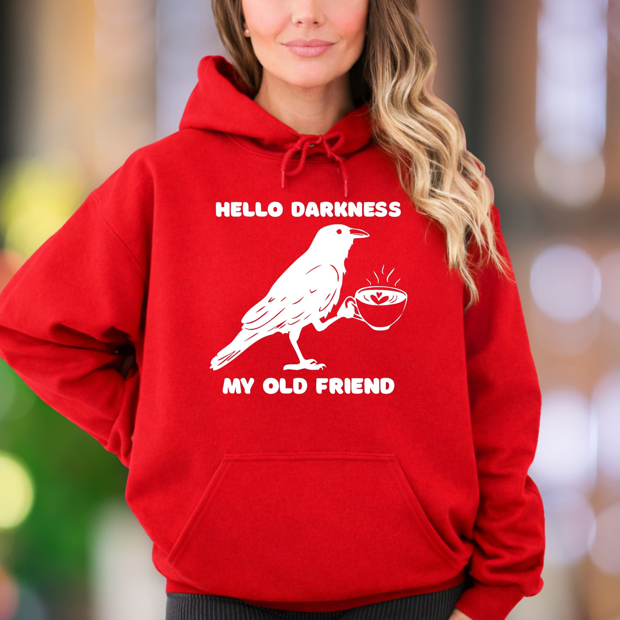 "Hello Darkness My Old Friend" | Funny Retro Unisex Adult Hoodie | Witty Lifestyle Apparel