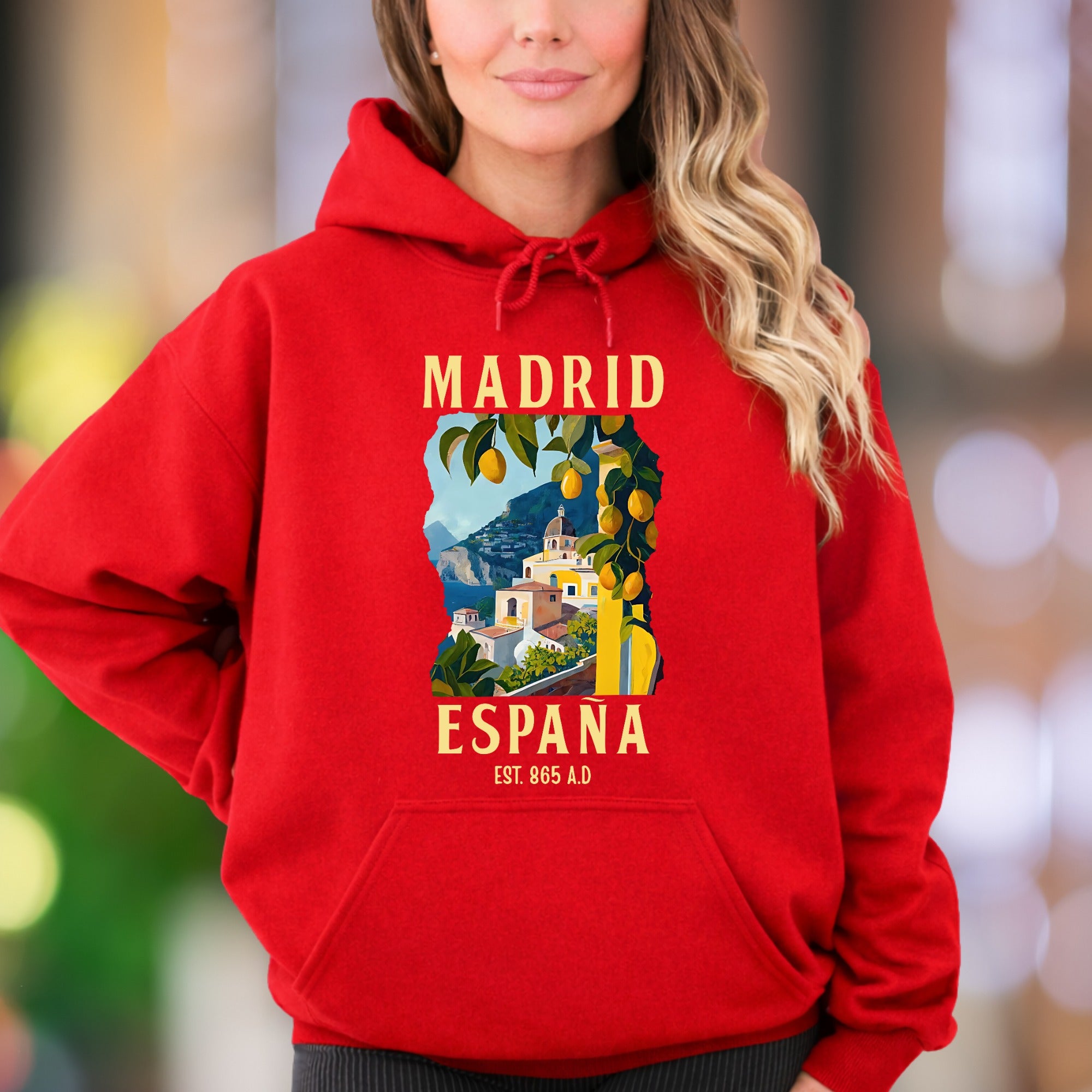 "MADRID ESPANA" | Vintage Travel Graphic Unisex Adult Hoodie | Wanderlust Apparel