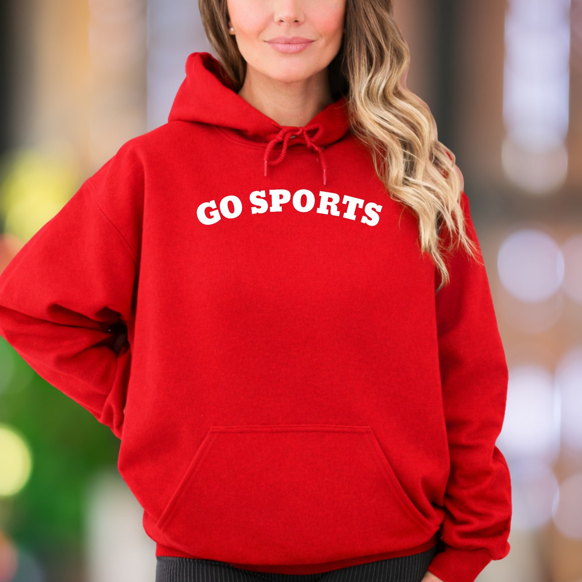 "Go Sports" | Bold Typography Unisex Adult Hoodie | Casual Lifestyle Humor