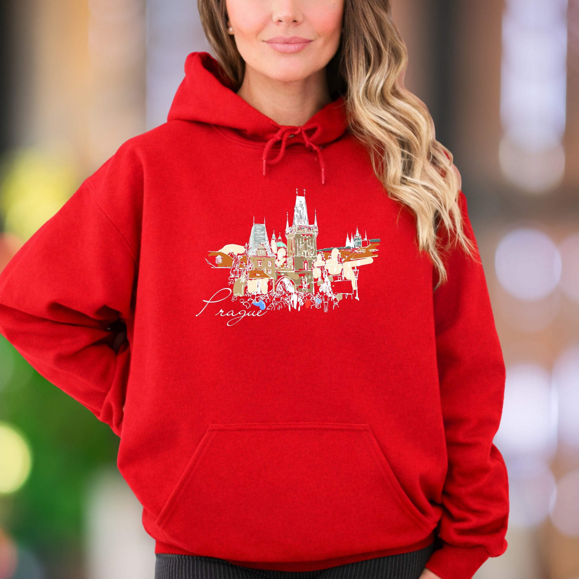 "Prague" | City Sketch Streetwear Unisex Adult Hoodie | Travel Lifestyle