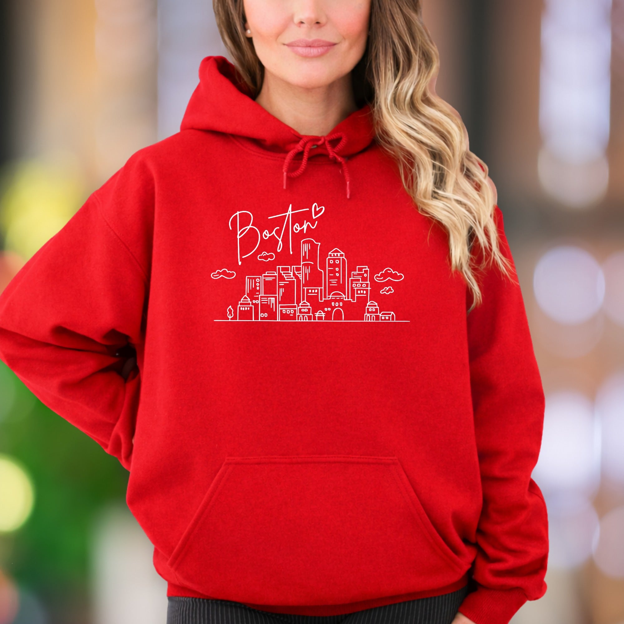 "Boston" | Minimal Cityscape Unisex Adult Hoodie | Urban Lifestyle